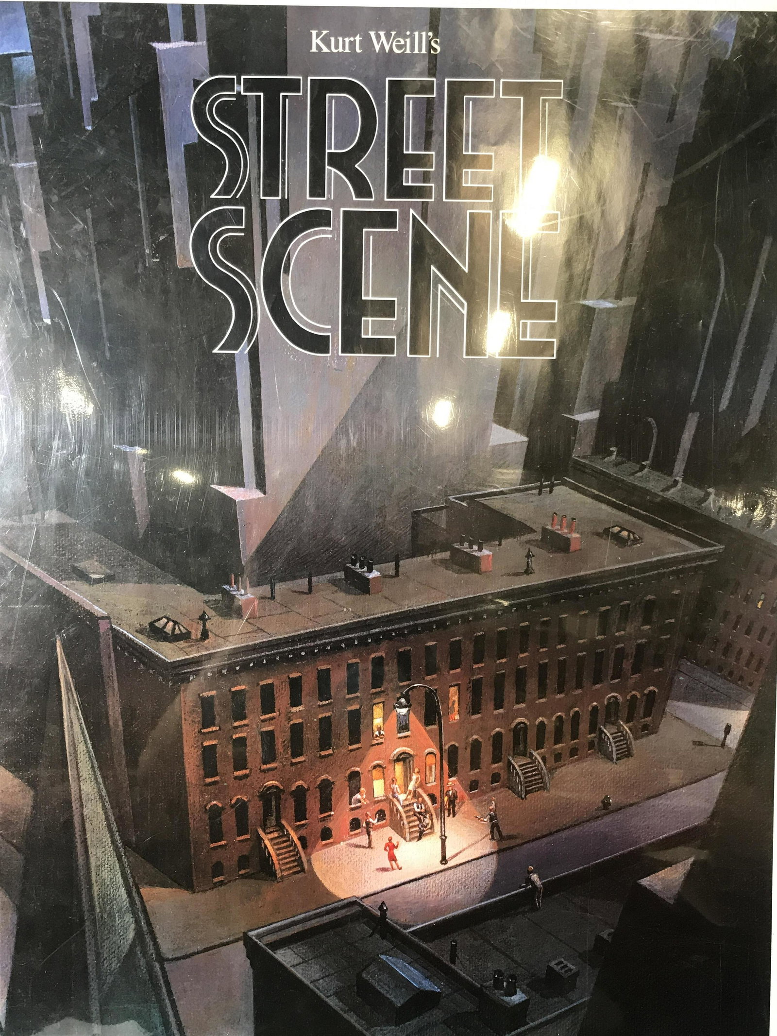 New York City Opera Lincoln Center Advertisement: New York City Opera Lincoln Center Advertisement poster, title to upper border reads ‘Kurt Weill’s Street’ with a signature printed in the lower right corner that reads ‘R. Hess’, text to th