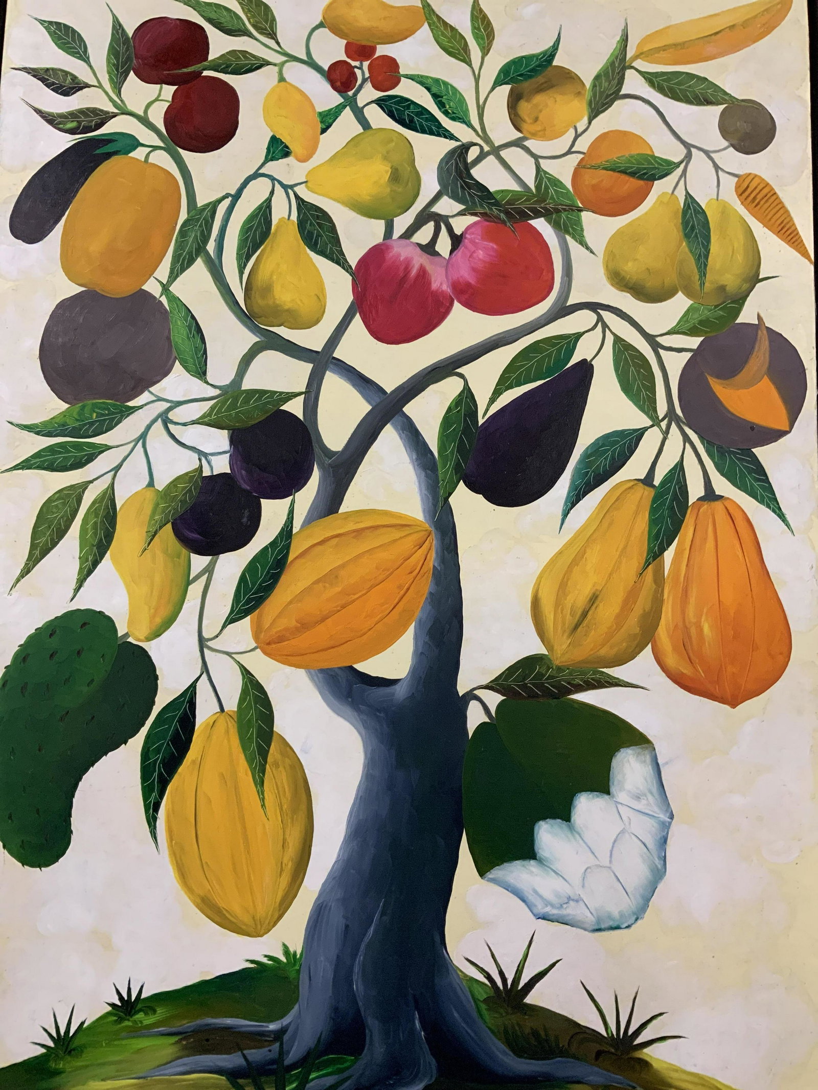 Fernand Pierre Signed Fruit Tree Oil Painting: Fernand Pierre Signed Fruit Tree Oil On canvas board Painting, signature to lower right corner reads ‘F Pierre’, inscription to reverse reads ‘70-54-5 24 x 36 JH’, a fruit tree growing various