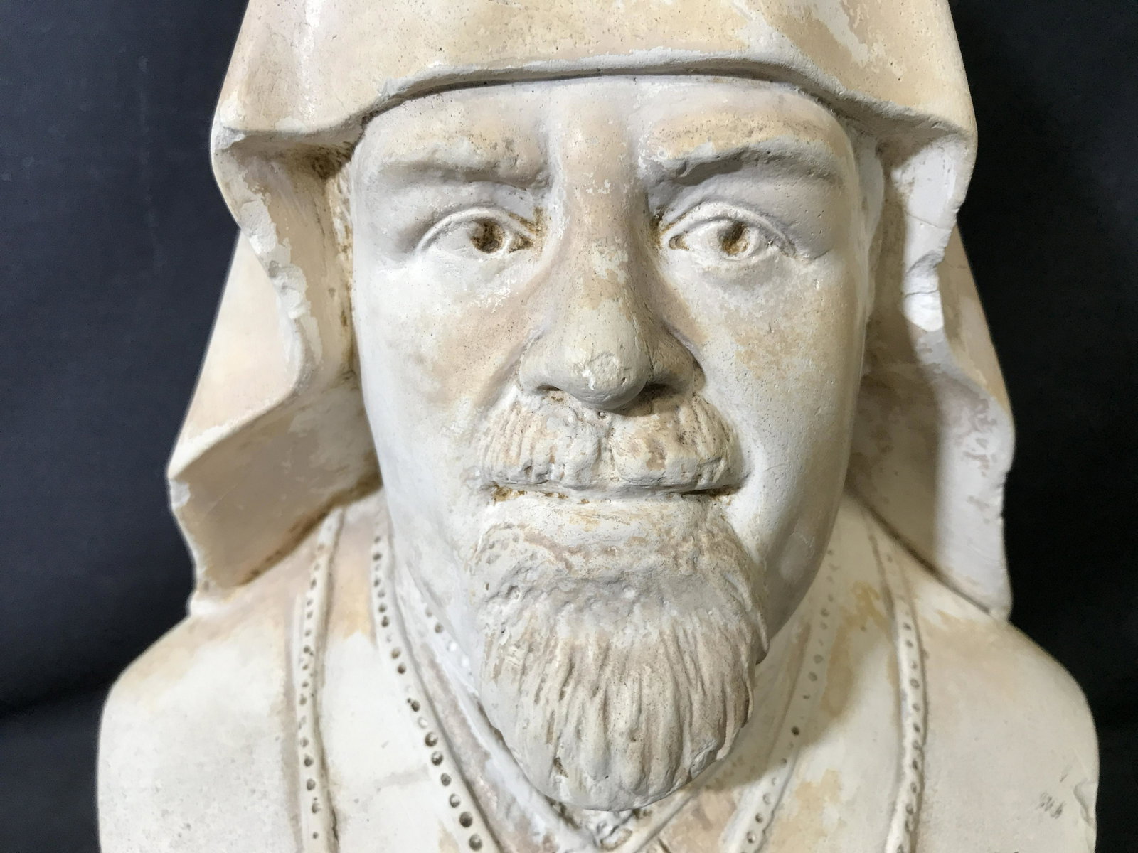 Louis Valtat Signed Terra Cotta Bust: Louis Valtat signed terracotta Bust, signature and date to reverse reads ‘L. V. 1935’, title of piece ‘Man of God’, subject a catholic man with hood and multiple religious iconographic pendent