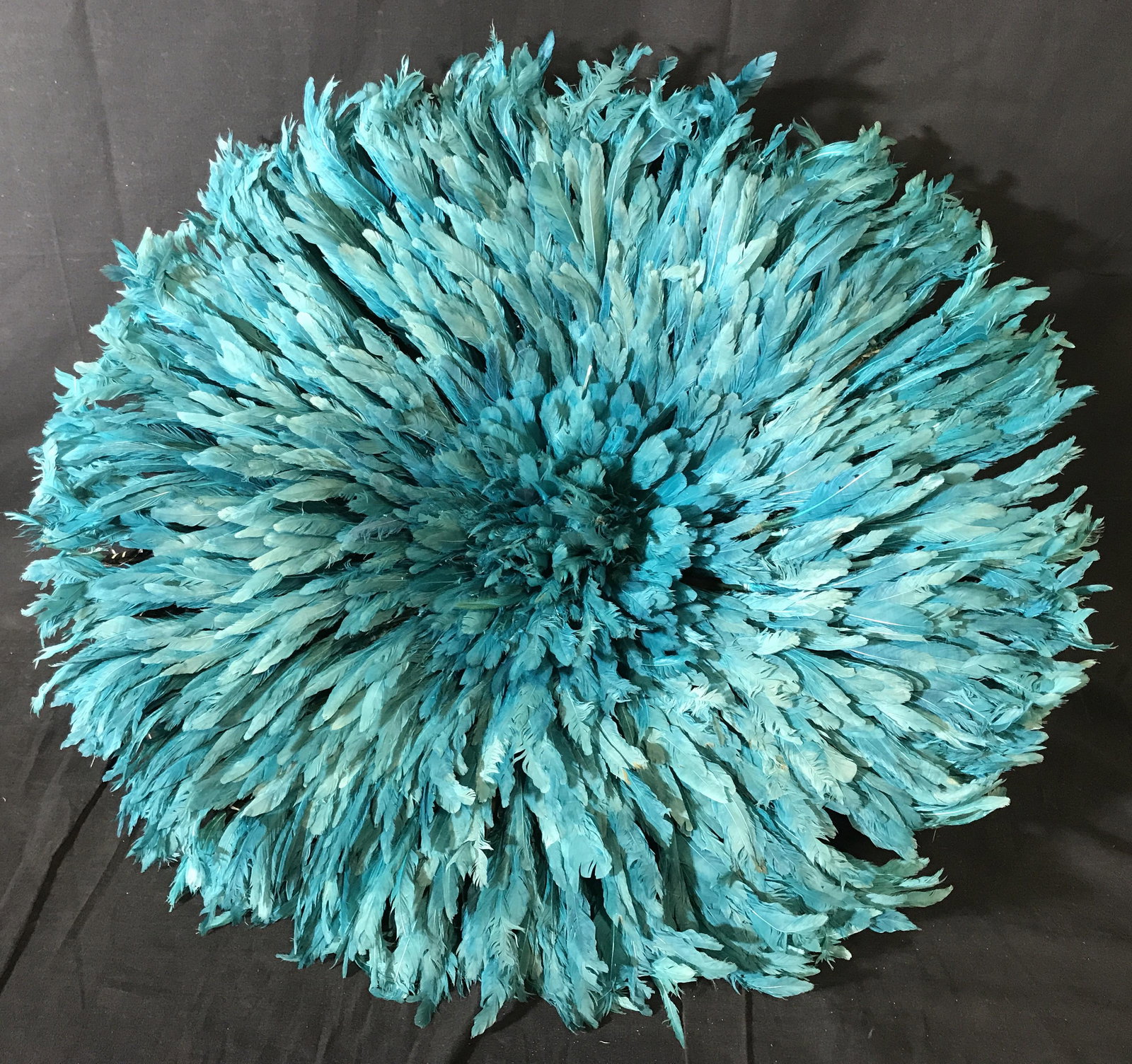 Cameroonian Bamileke Feather Hat: Cameroonian Bamileke feather hat or Juju Hat or Tyn hat, subject consisted white feathers, these hats have origins in Western Cameroon Central Africa used for ceremonial purposes, bases are made of fa