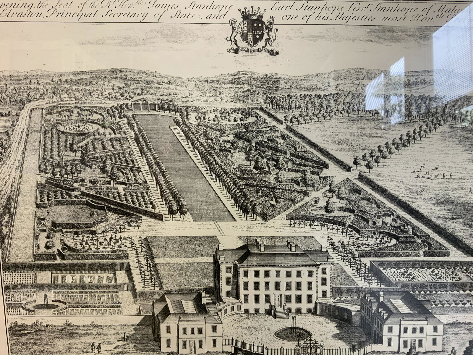 Jan Kip & Thomas Badeslade Kent Lithograph: Jan Kip & Thomas Badeslade Kent Lithograph, reproduction of original engraving, inscription to lower right reads ‘J Kip Sculp’, Inscription to lower left reads ‘T Badeslade Delian’, inscriptio