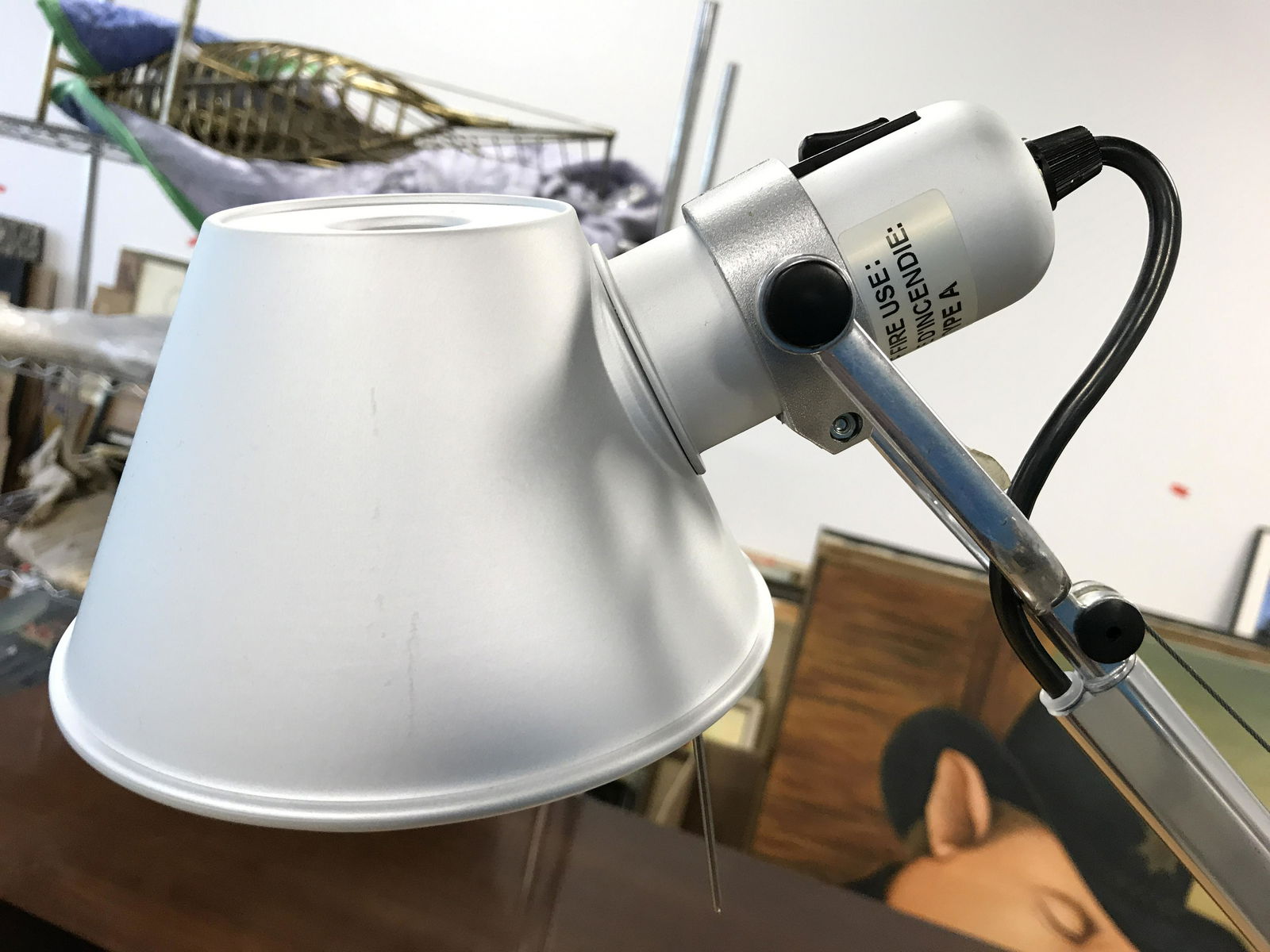 ARTEMIDE M DE LUCCHI GE FASSINA Desk Lamp: Tag on Lower area of arm reads ARTEMIDE M DE LUCCHI GE FASSINA, MADE IN ITALY. Measures approximately 47 inches long When arm is fully extended, 8 inches wide at base. Lamps is metal, piece has adjust