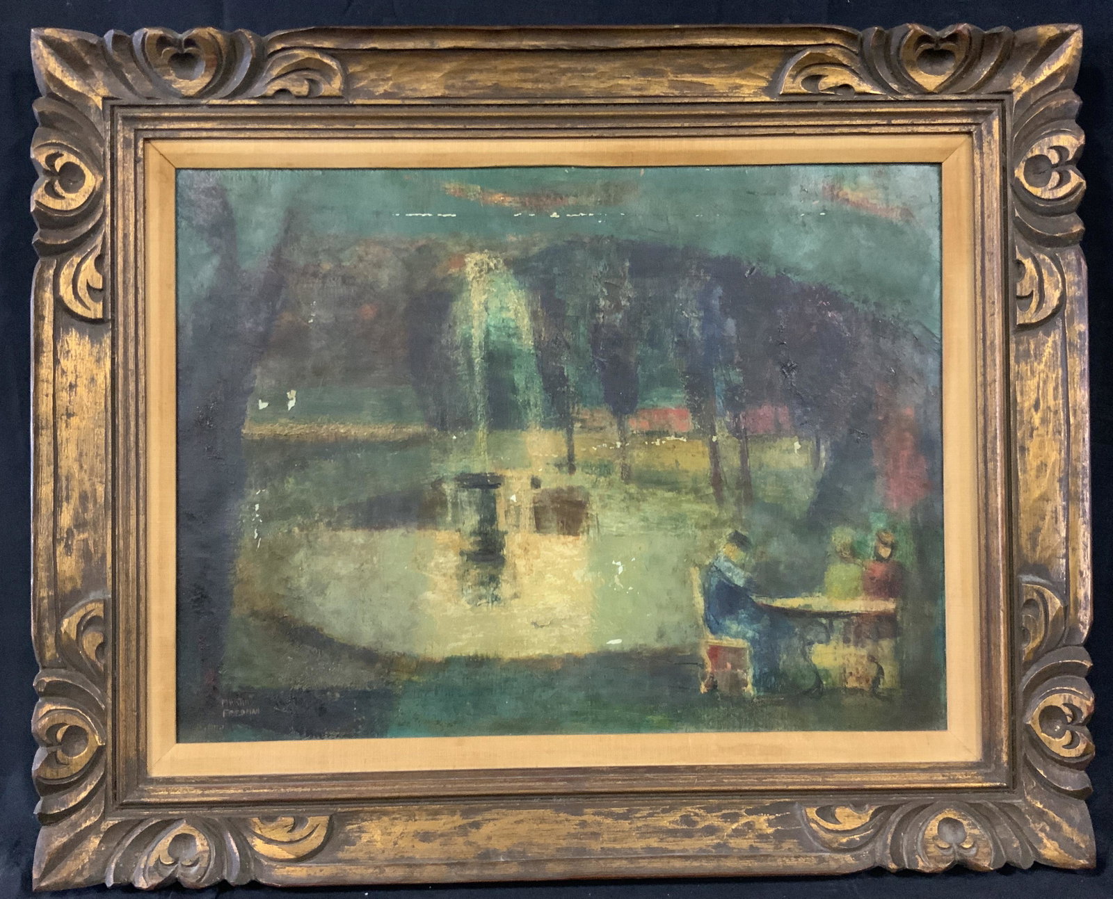 Martin Friedman Signed Oil Painting: Martin Friedman signed oil on canvas painting, signature to lower left reads ‘Martin Friedman’, inscription to reverse reads ‘151 509 020 color 475 18 x 24 #475 Hand carved in Mexico’, subject