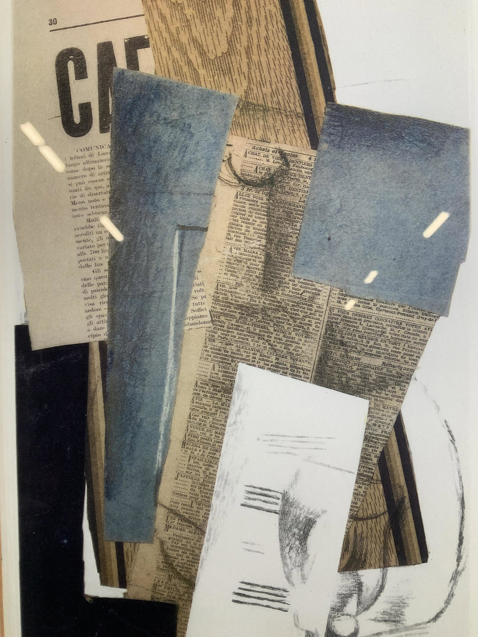 Georges Braque Glass Carafe and Newspapers Litho: Georges Braque Glass Carafe and Newspapers Lithograph, edition to lower left reads ‘174/600’, subject newspapers and a glass container, measures 20 1/4 x 11 3/4 inches, window measures 15 3/8 x 7 