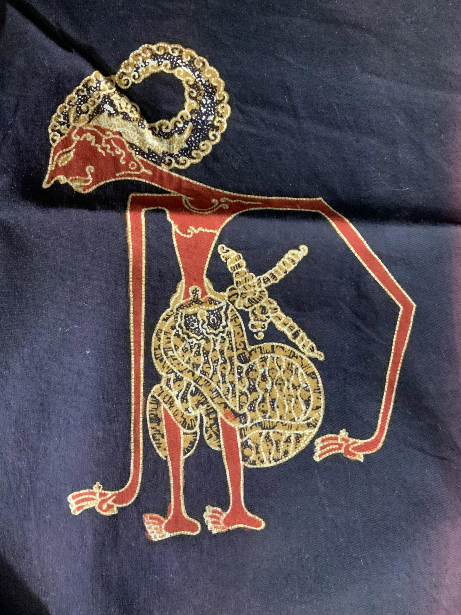 Lot 6 Batik Curtains: Lot 6 batik curtains, inscription to pieces reads ‘Batik’, abstract figural design, all measure 18 x 32 1/8 inches, some fading of color to some piece but overall in good condition, Batik fabric, 