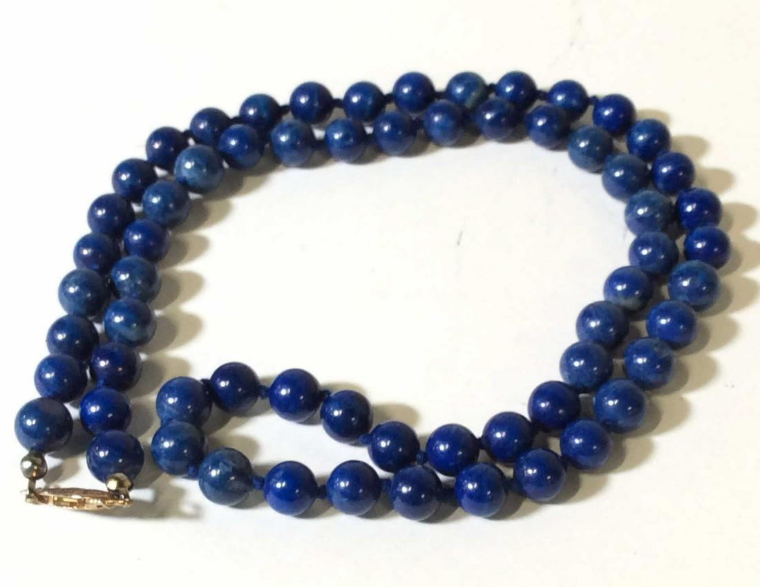 Luxe Lapis Lazuli Beaded Necklace: Secure hook clasp , Hand Strung, Double knotted, app 9 mm Beaded. 24 in. Semi precious Mineral, Lapis Lazuli Necklace, Luxury Necklace, Ladies Jewelry, Ladies Luxury Accessory, 3