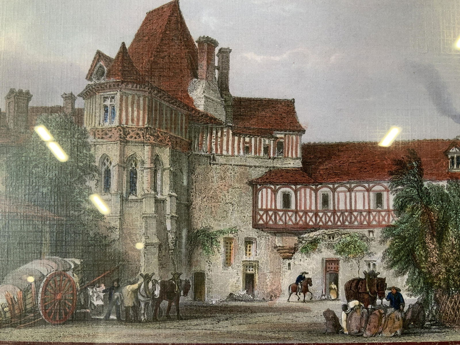 Thomas Allom Baths of Medici Offset Lithograph: Thomas Allom Baths of Catherine de Medici Offset Lithograph, inscription to reverse reads ‘79800’, label to reverse reads ‘Domain Cross Country Estate’, label to reverse describes hanging inst