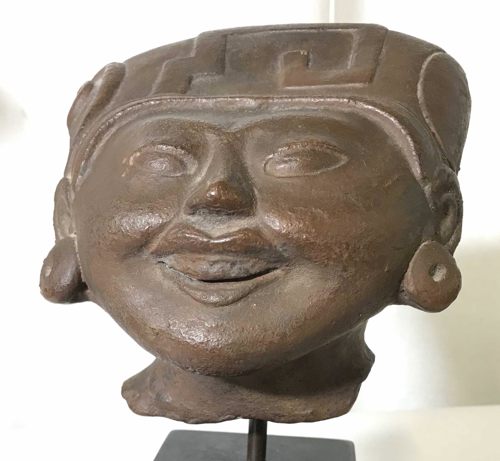 Vintage Stone Sculpture: Vintage stone sculpture, depicts what appears to be a female figure. Mounted to stone base. Measures approx 10.5 inches H, and 4.25 inches W. Wear is consistent with age. Label on underside reads as A