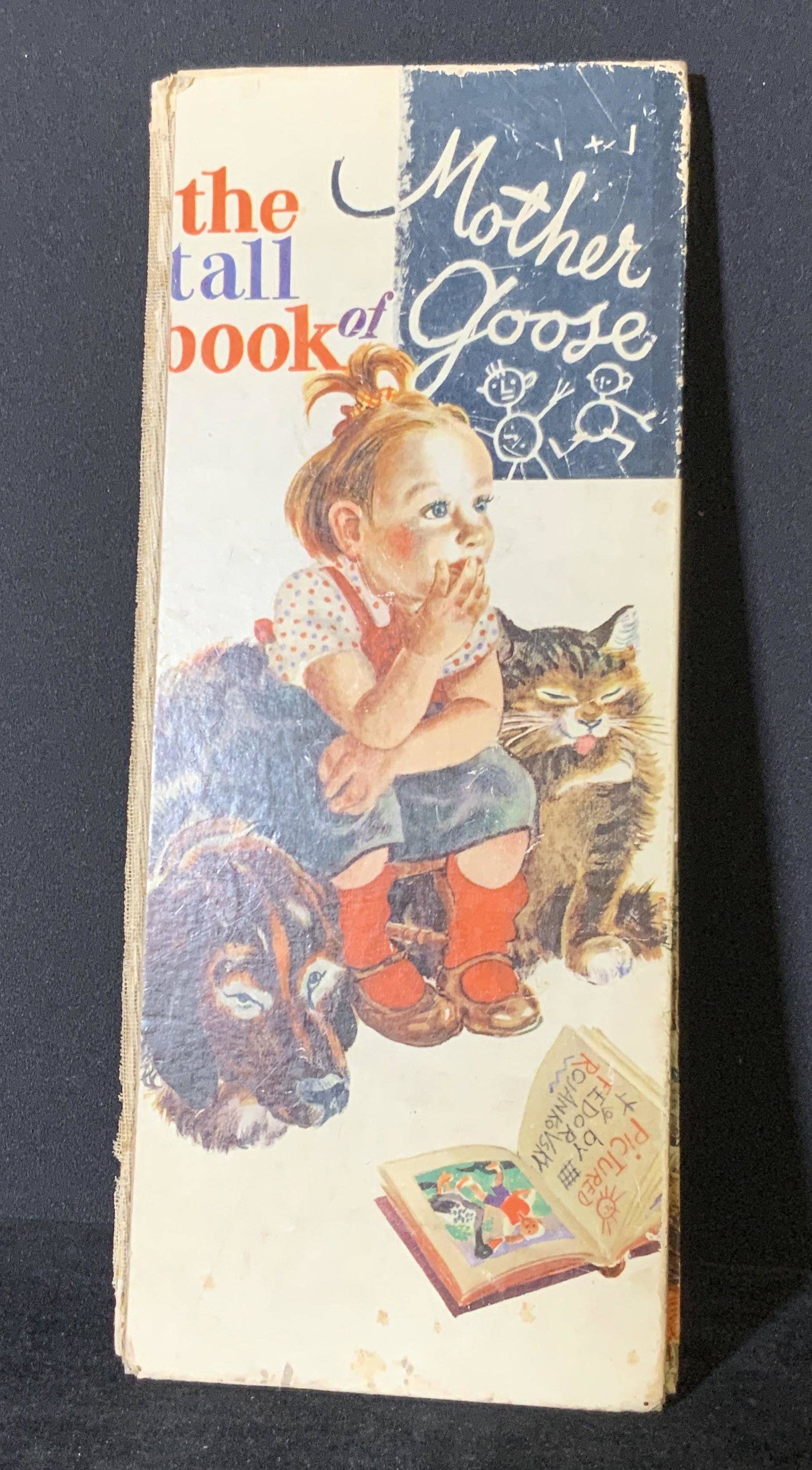 Vntg. FIRST EDITION The Tall Book of Mother Goose: First edition of The Tall Book of Mother Goose. Pictures by Feodor Rojankovsky. Copywriter 1942. Distributors: Harpers Brothers. Printed in the USA. Vintage condition, some wear to binding. Approx. 12