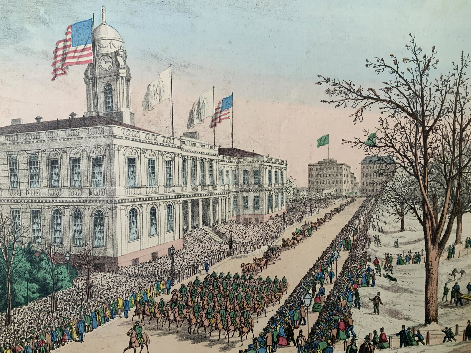 FREDERICK HEPPENHEIMER Fenian Exiles Lithograph: Frederick Heppenheimer Parade of Fenian Exiles Lithograph, inscription to lower portion of piece reads ‘Entered according to act of Congress in the year 1871 by Haasis du Lubrecht in the office of t