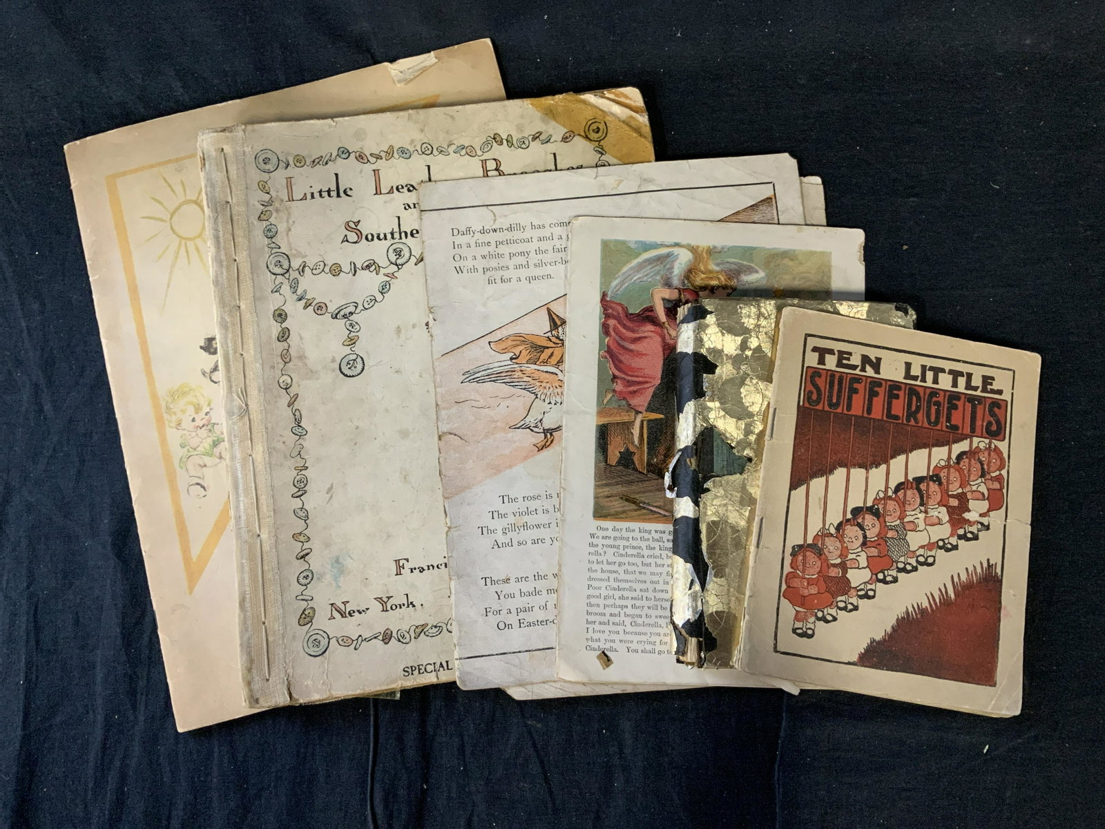 Lot 6 Vintage and Antique Children’s Books: Lot 6 Vintage and Antique Children’s Books, inscription to books read ‘The Franklin Second Reader’, ‘Soup and Bubbles A Picture Story book Illustrations by Ruth Newton Verses by Mary Windsor��