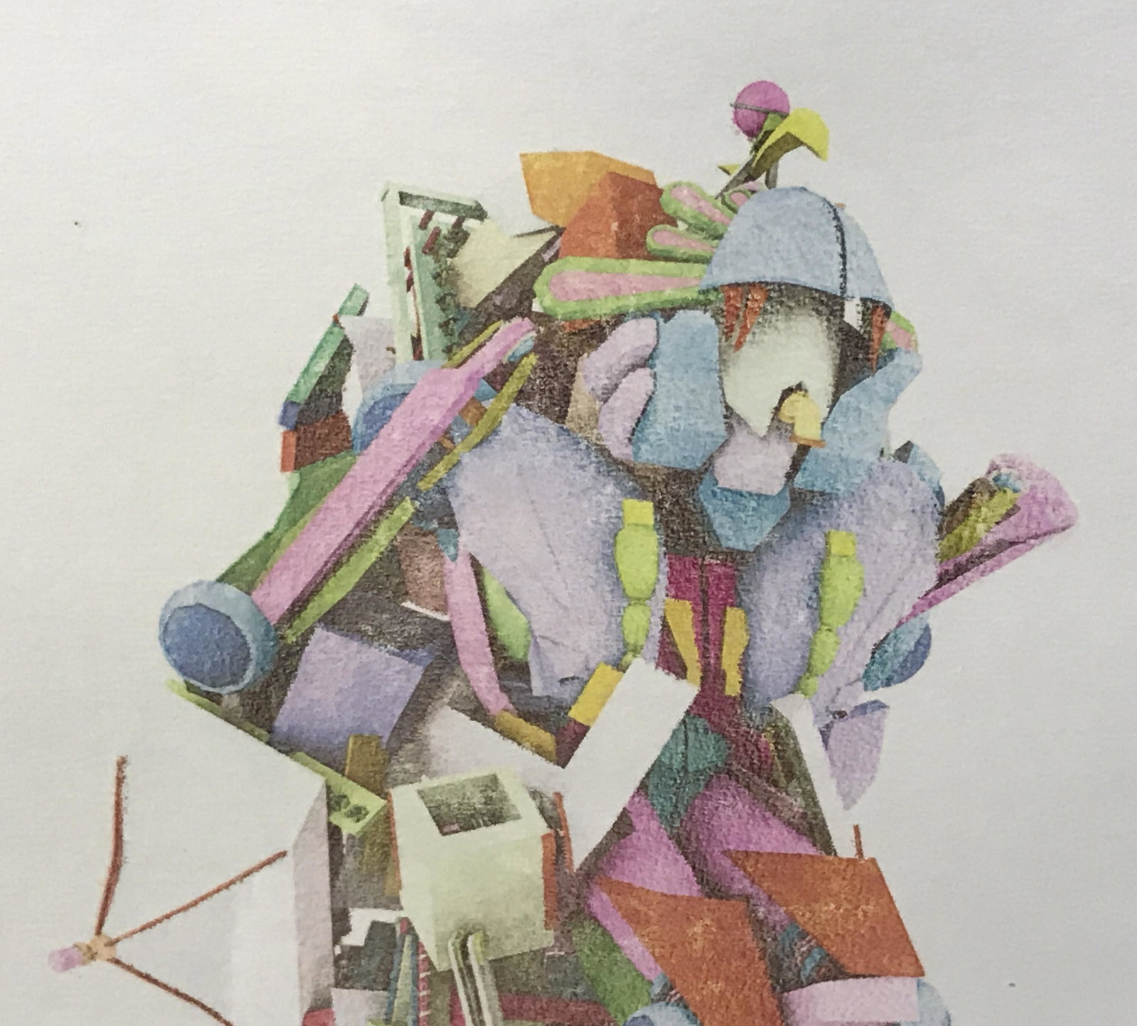 WANG JIYU Signed Ltd Ed Lithograph: Wang Jiyu Signed limited edition lithographic robot, Signature date and text to lower center border reads ‘Wang jiyu, Bell Tower, 3/10 2009’, subject a robot made of various brightly colored parts