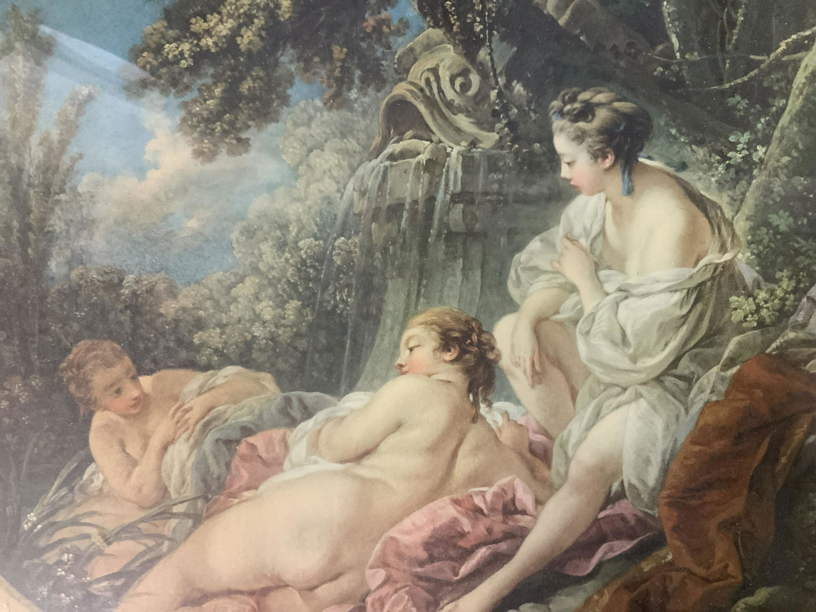 FRANCOIS BOUCHER The Four Seasons Lithograph: FRANCOIS BOUCHER The Four Seasons: Summer Lithograph, label to reverse reads ‘Downton Frame & Picture Co 136 Duane Street New York, Ny‘, three reclining figures, measures 14 1/2 x 17 5/8 inches, w