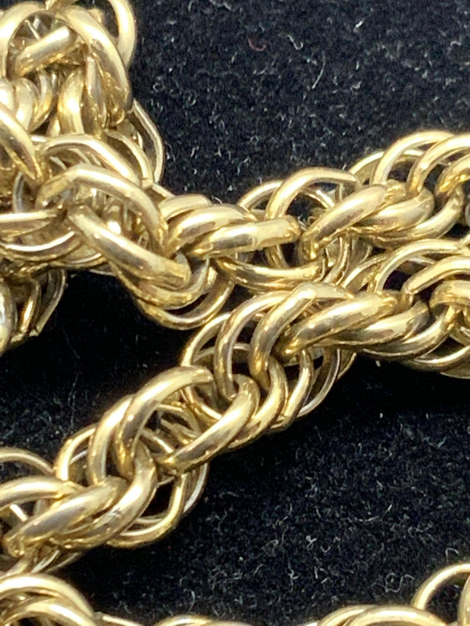 MONET Signed Twisted Rope Chain Necklace, Jewelry: Gold tone twisted rope chain necklace. Signed MONET near C-spring closure. Approx. Length 27.5 in. Monet chain, Monet necklace, gold tone chain, Ladies Necklace, Ladies Jewelry, Gifts, Ladies Wearable