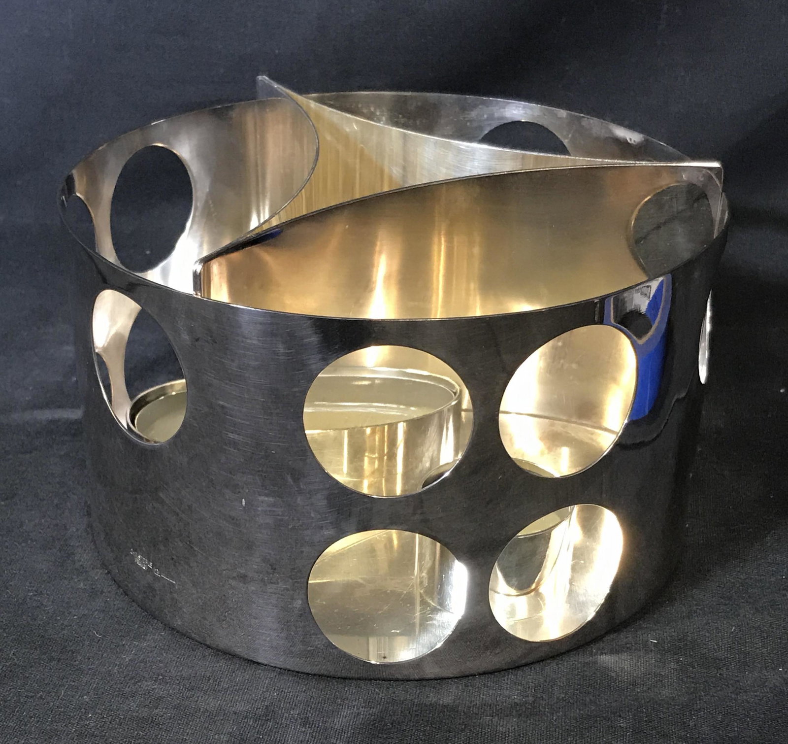 CHRISTOFLE Silver Plated Tealight Candle Holder: CHRISTOFLE tea light candle holder. Can hold three candles. Etching reads as CHRISTOFLE FRANCE COLL. GALLIA. Can be disassembled. Measures approx 4 inches H, and 6.5 inches W. Wear is consistent with 