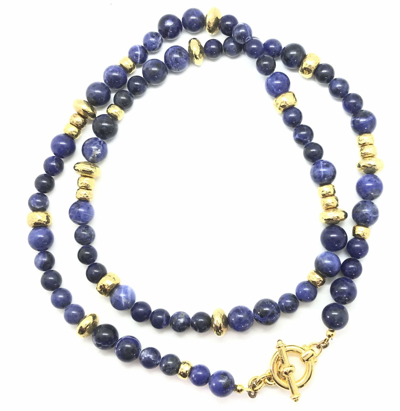 Blue ceramic bead & gold plated statement Necklace (1 of 8)