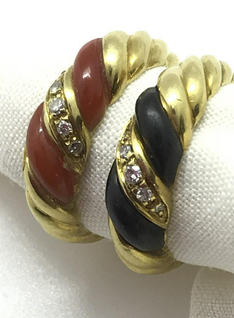 Pair Signed 18k gold diamond stacking rings (1 of 8)