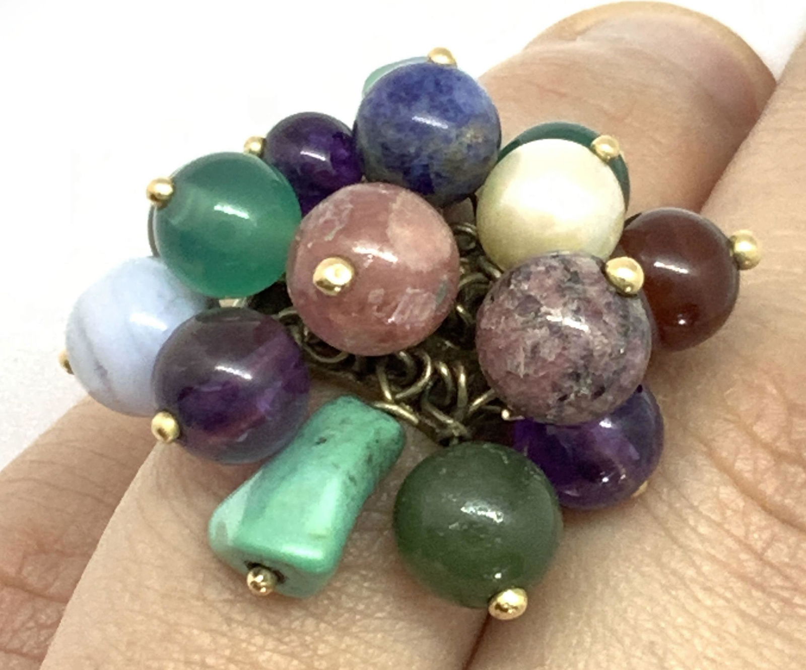 Antique 18k Gold & Natural Harem Gemstone Ring (1 of 10)