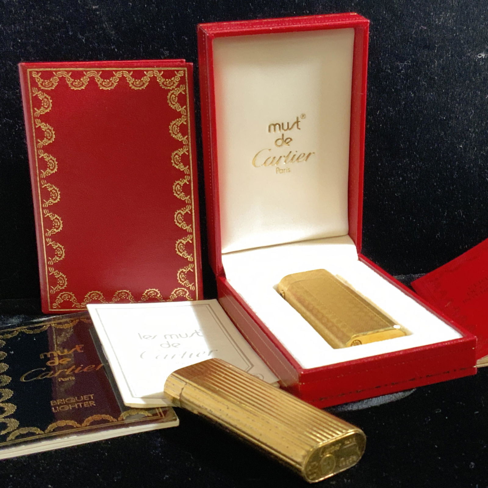 2, Must de CARTIER Gld Pltd Briquet Lighter, Box (1 of 11)