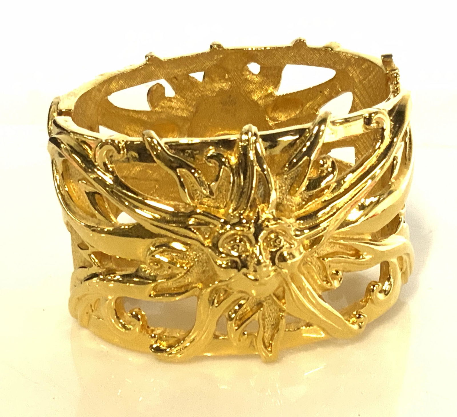 FENDI c.1980s Sunburst 18K Plated Hinged Cuff, (1 of 12)