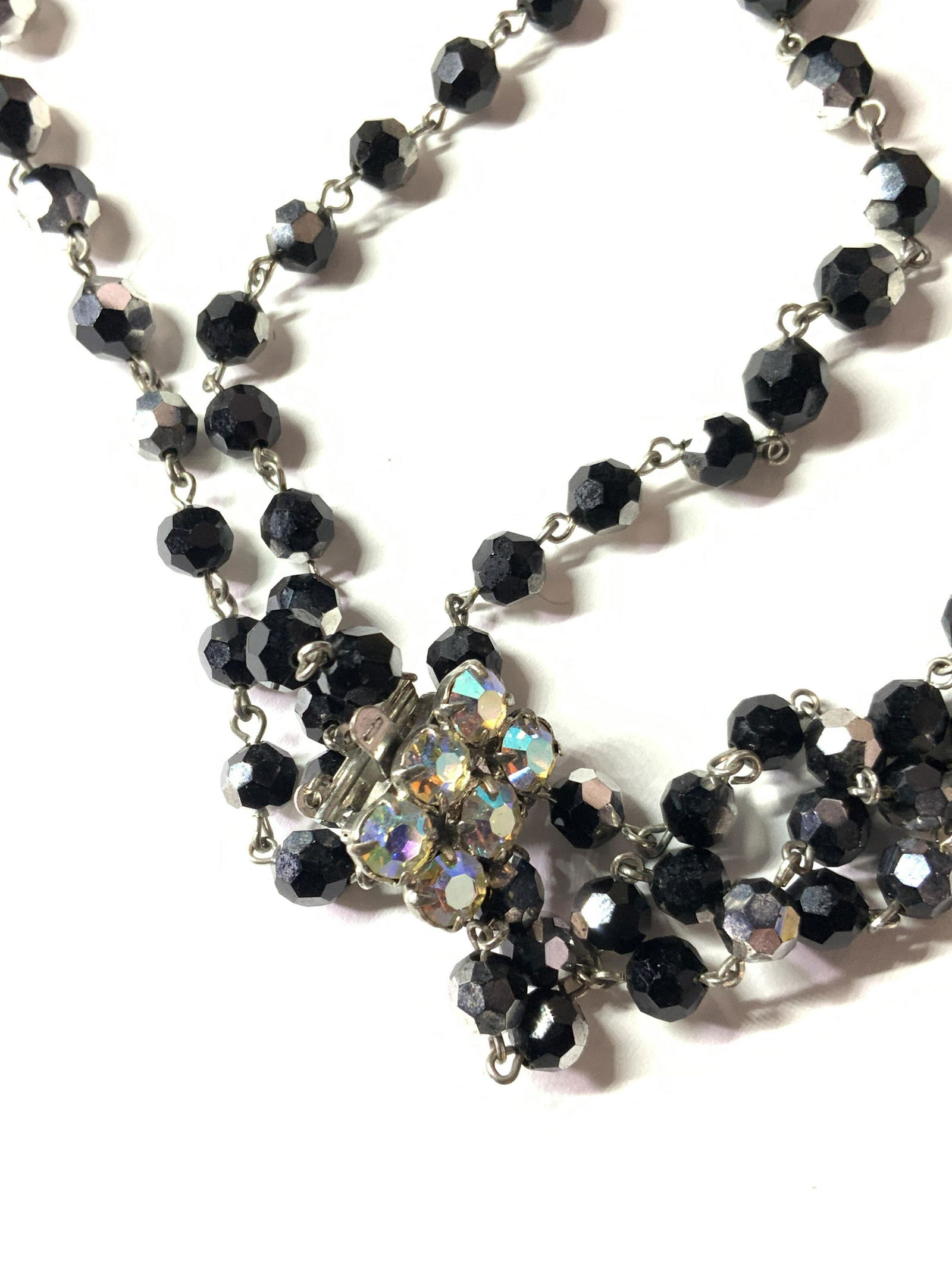 Vintg. Triple Strand Aurora Borealis Bead Necklace (1 of 11)
