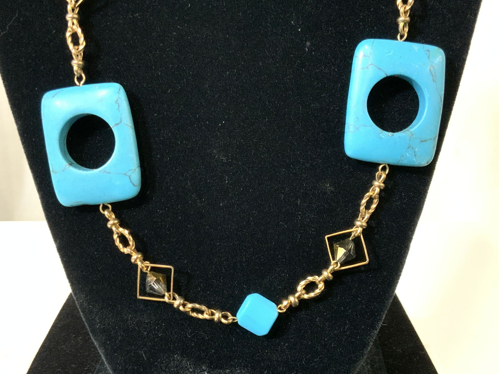1960s Turquoise Style Long Chain Necklace,Jewelry (1 of 8)