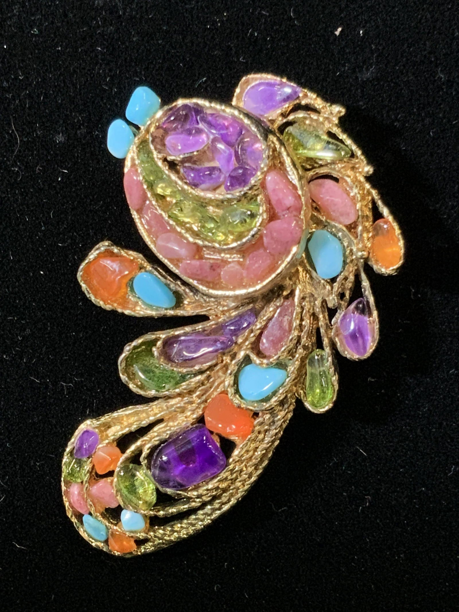 Signed SWOBODA Semiprecious Stone Brooch (1 of 14)