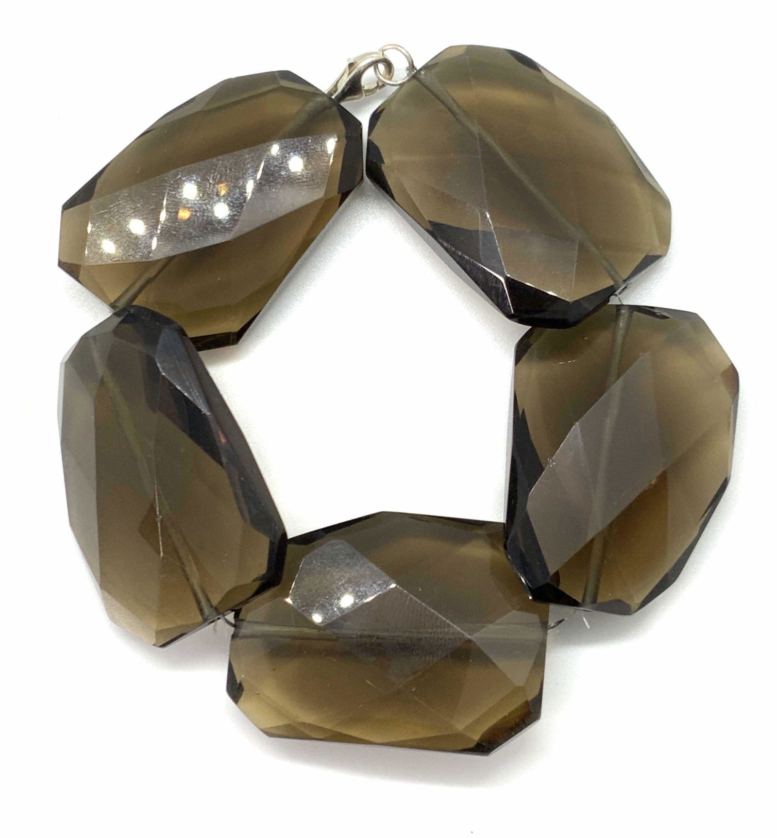 Sterling Chunky Faceted Lucite Beaded Bracelet (1 of 10)