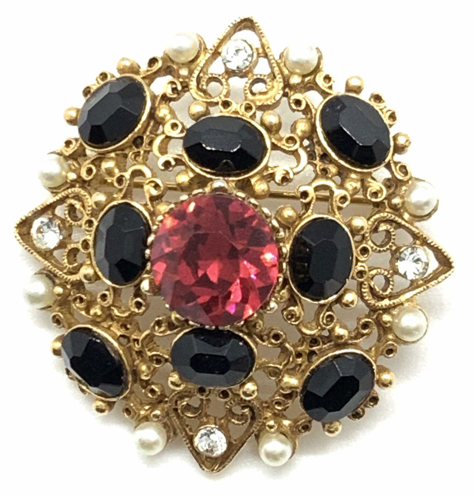 FLORENZA  Vintage Signed Victorian Style Brooch (1 of 13)