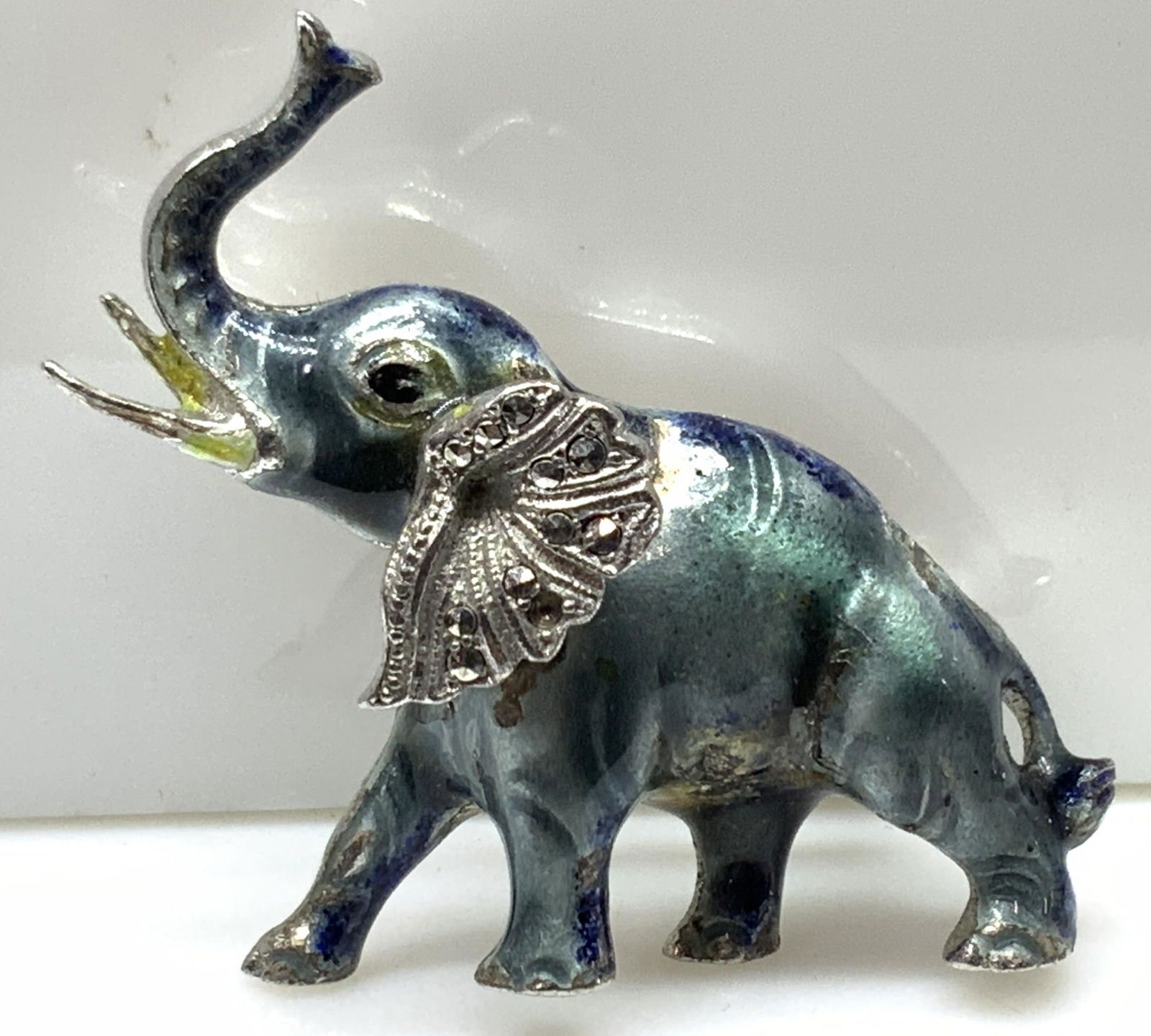 Sterling Enamel Elephant Brooch Pin, Germany (1 of 8)