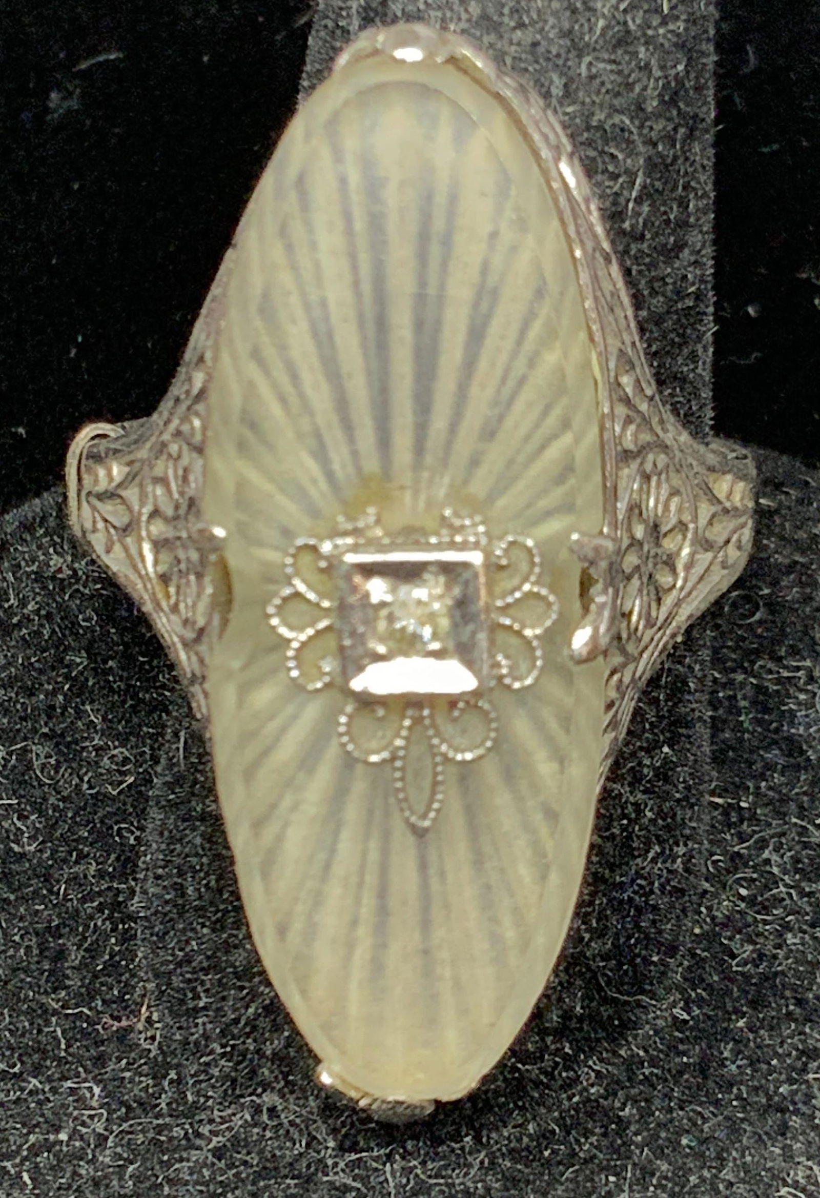 Art Nouveau STERLING & DIAMOND Solitaire Ring (1 of 10)