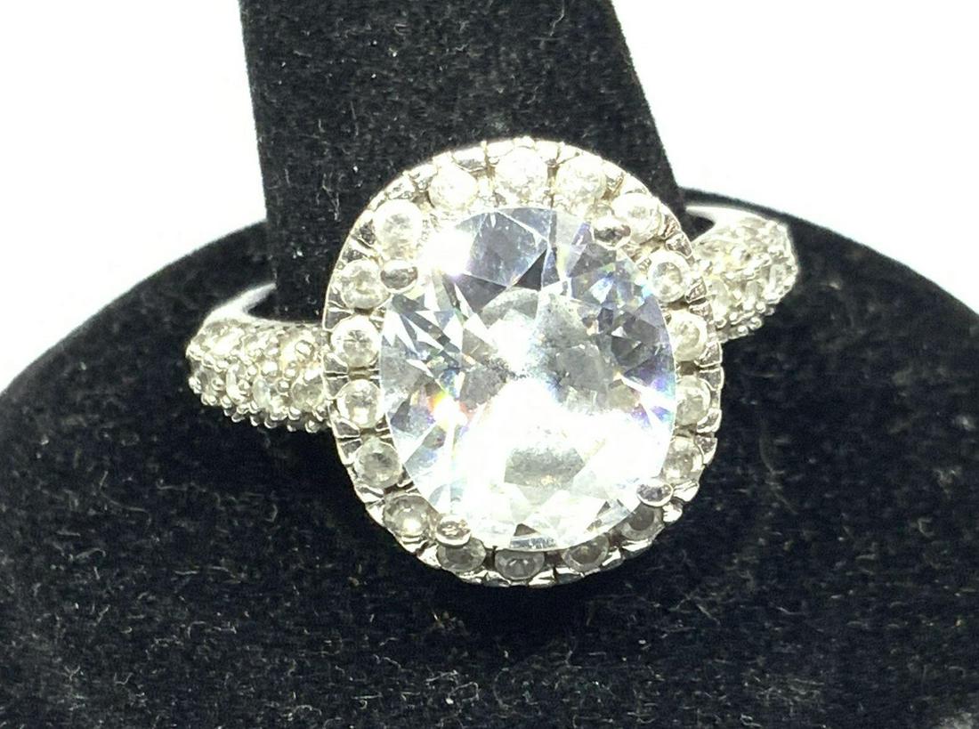 Vintage STERLING SILVER Solitaire Cocktail Ring (1 of 8)