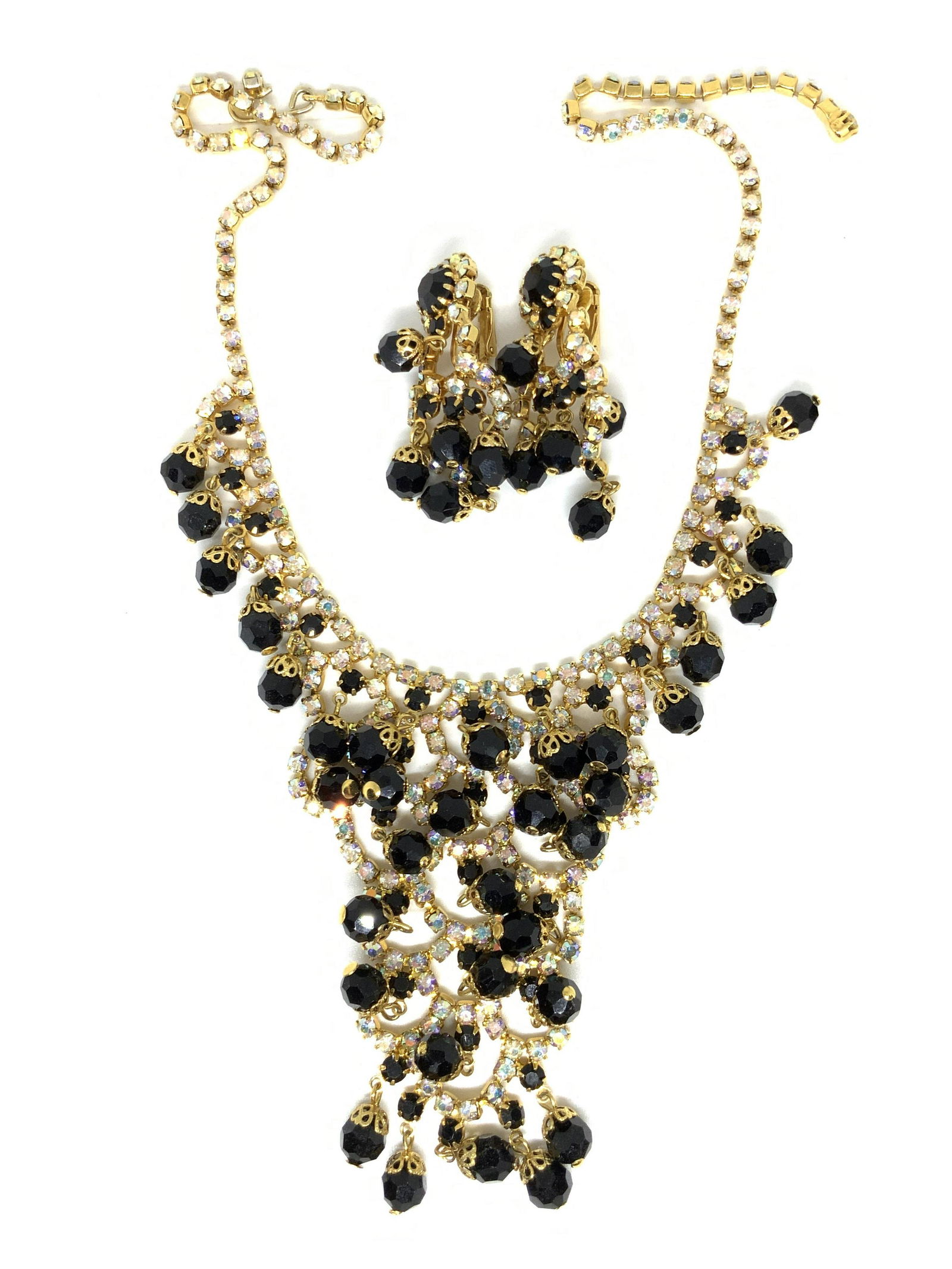 Set3 Vintg Crystal Chandelier Earrings & Necklace (1 of 15)