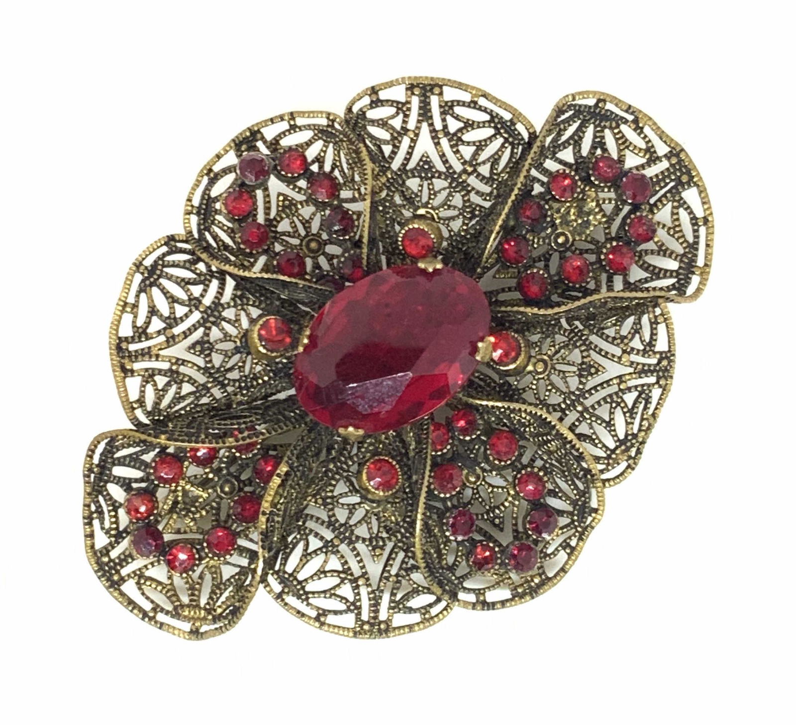 Vintage Victorian Style Filigree Rhinestone Brooch (1 of 13)