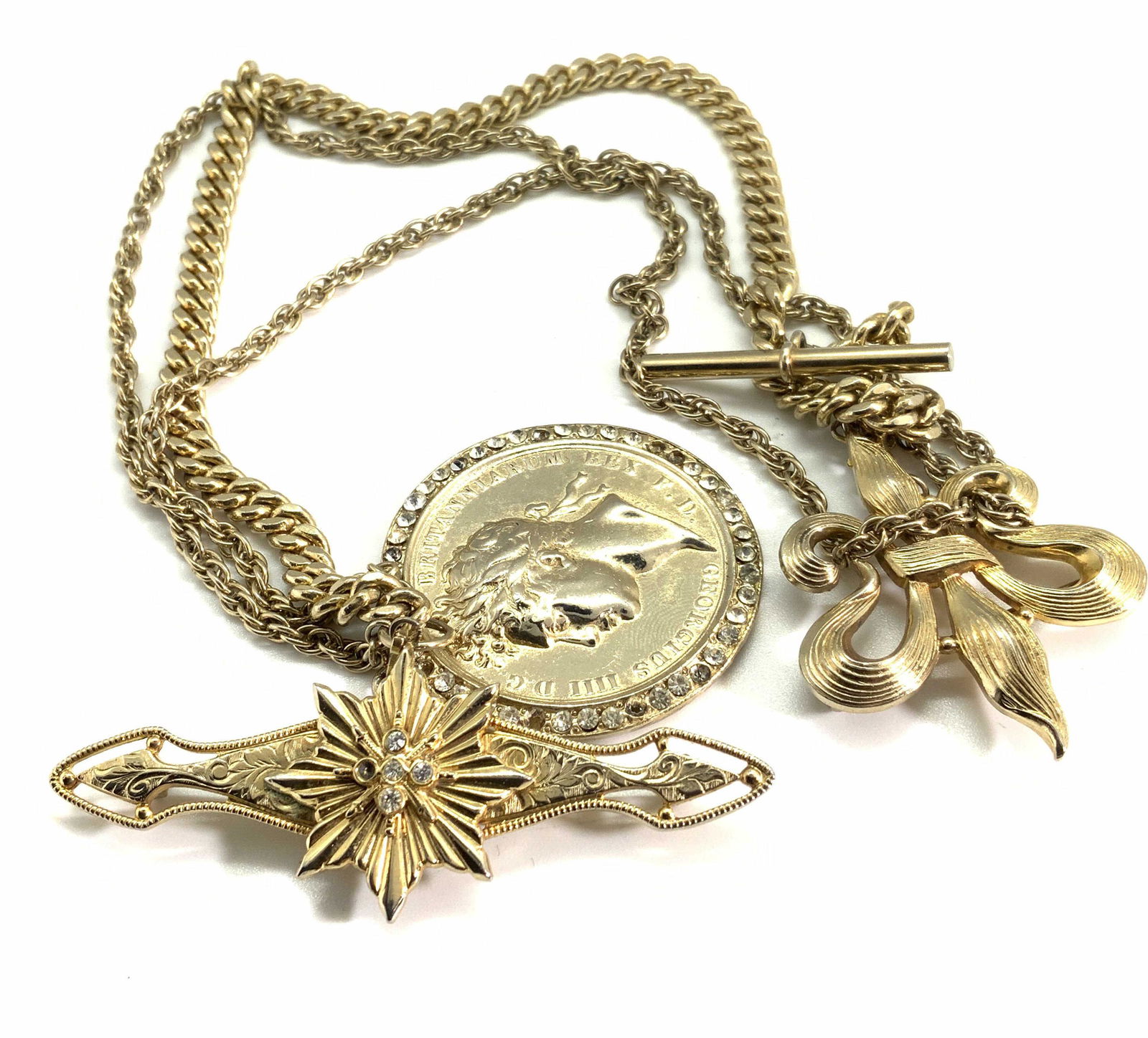 Vintage FLEUR DE LIS & Other Charms Sweater Brooch (1 of 9)