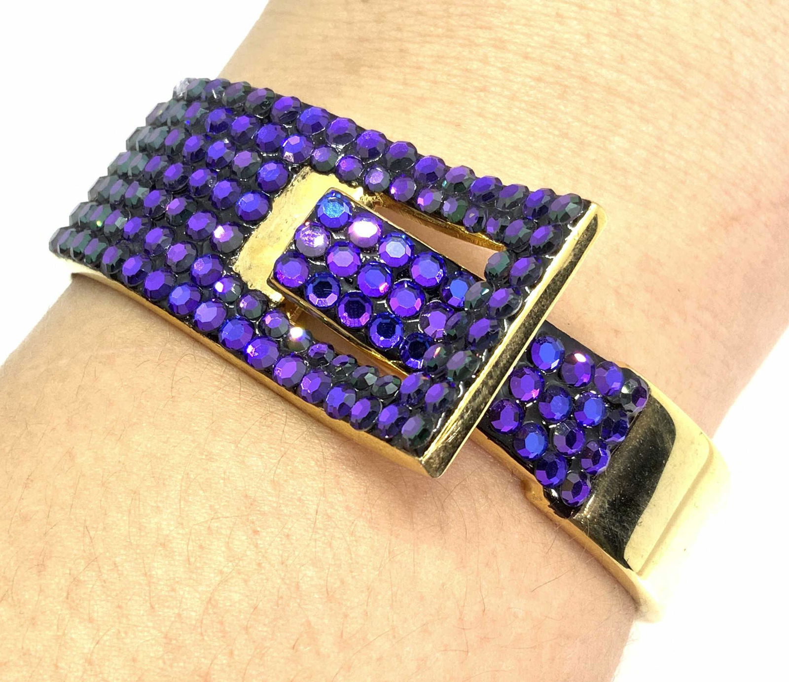 MODERN Purple Crystal Hinged Bracelet (1 of 13)