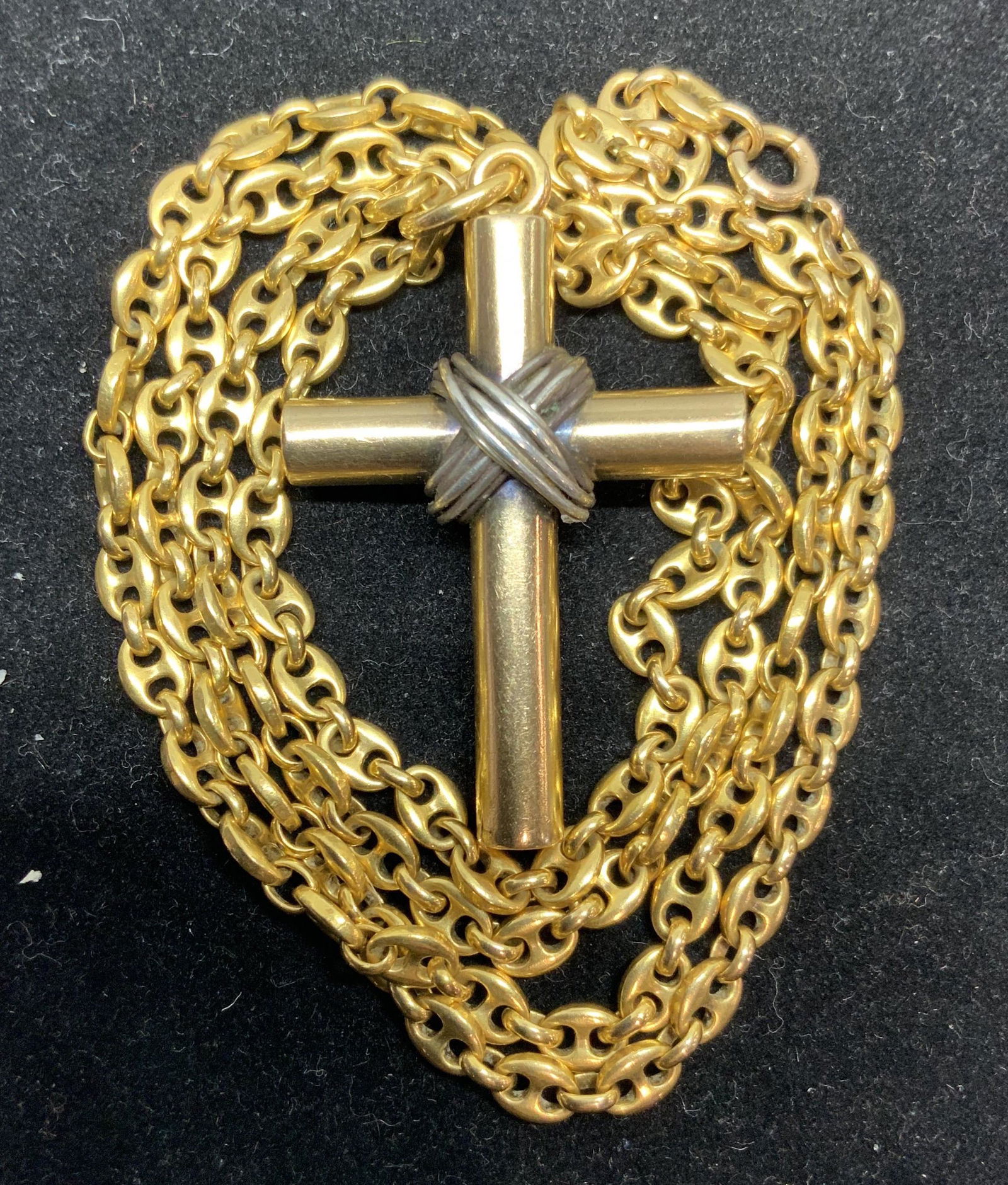 Luxe 18 K GOLD Chain Cross Necklace, Vntg  Italy (1 of 8)