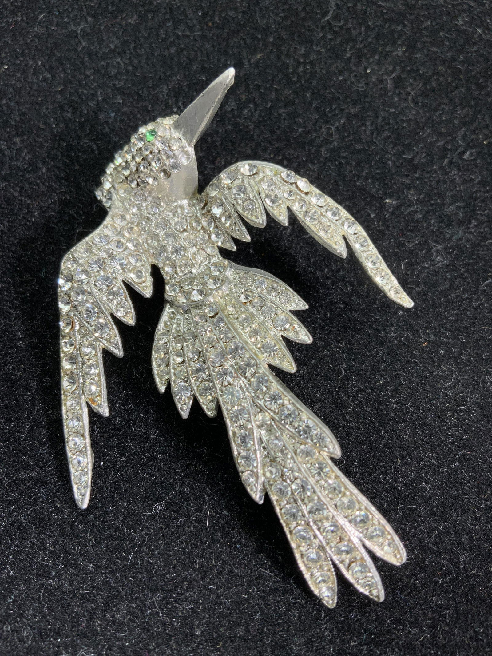 Antique Crystal Bird Form Brooch, Jewelry (1 of 15)