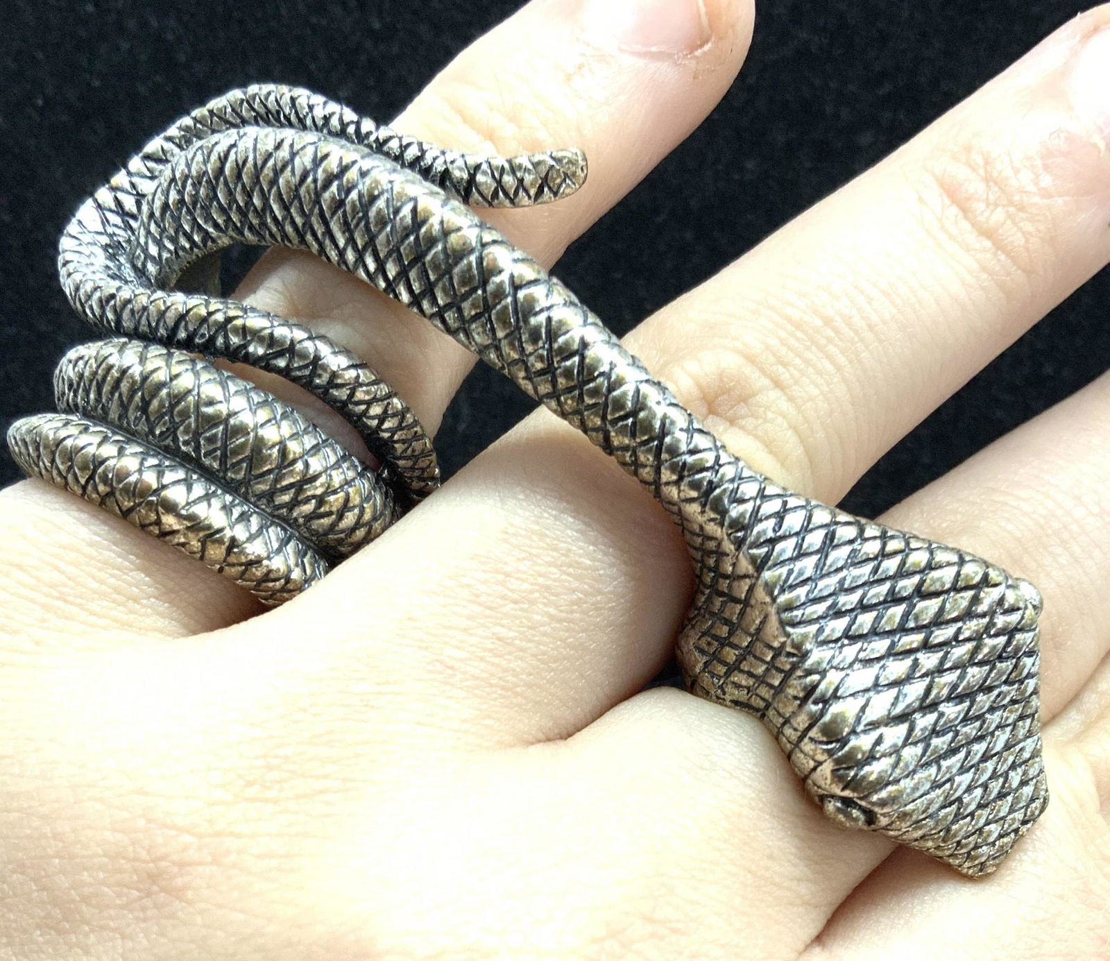 Double Finger Etched Snake Ring (1 of 13)