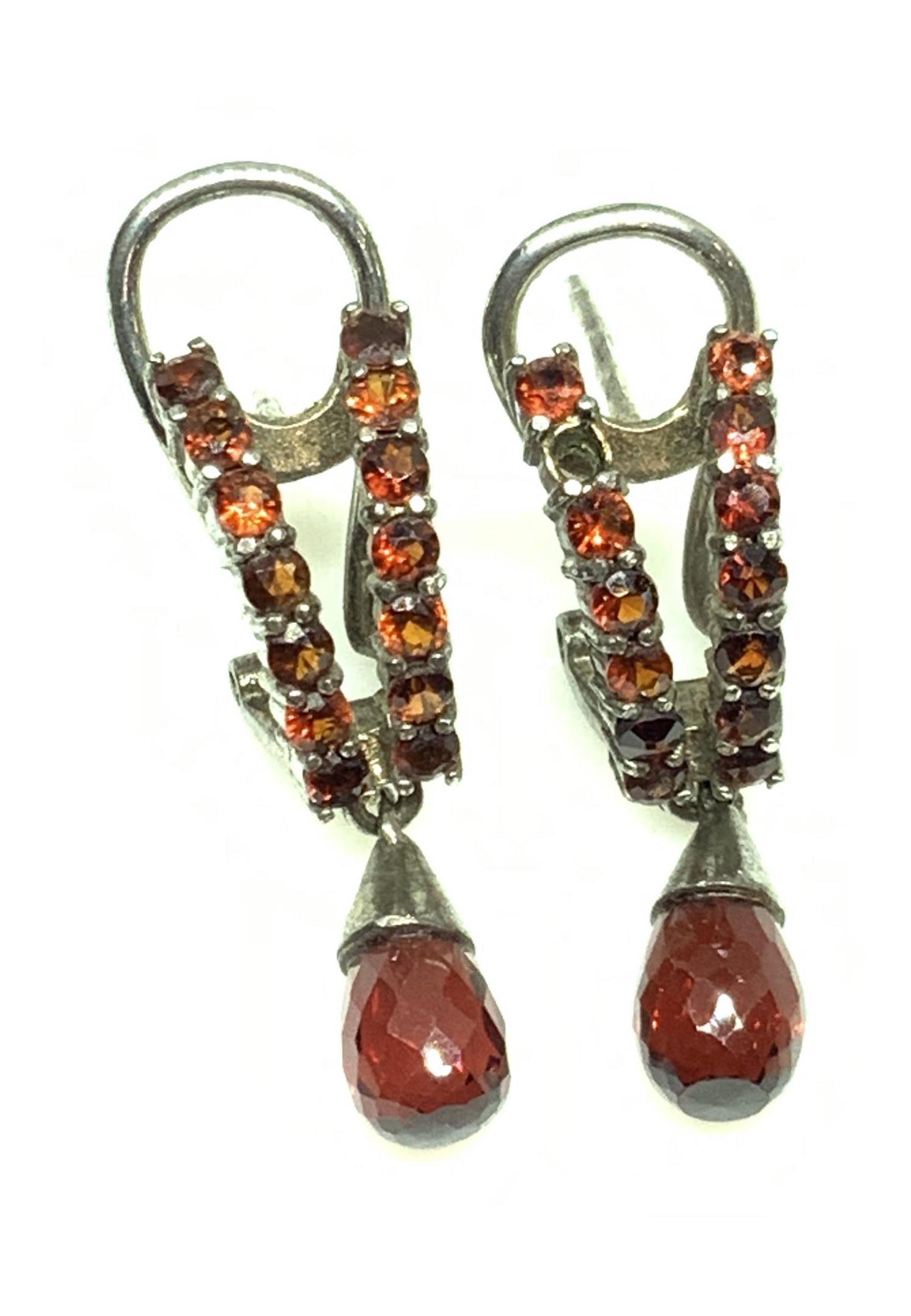 Sterling Silver W Garnet Earrings Czechoslovakia (1 of 9)
