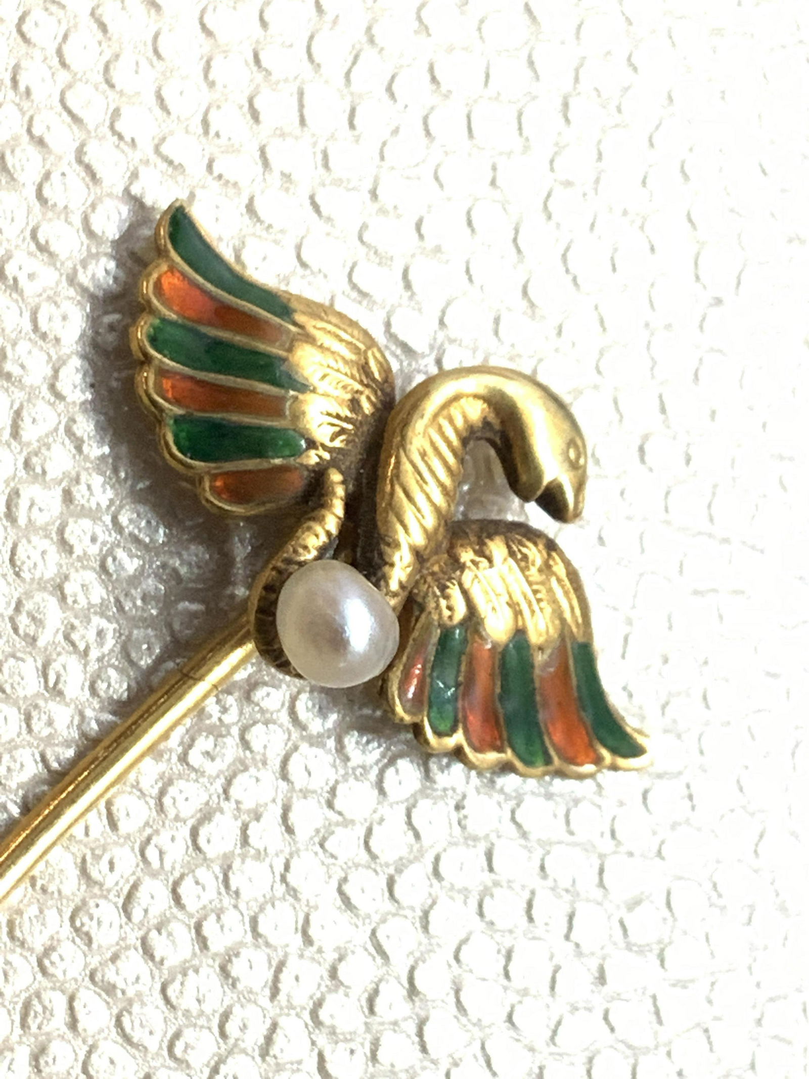 WINGED SERPENT 14k & Pearl Antique Stick Pin (1 of 9)