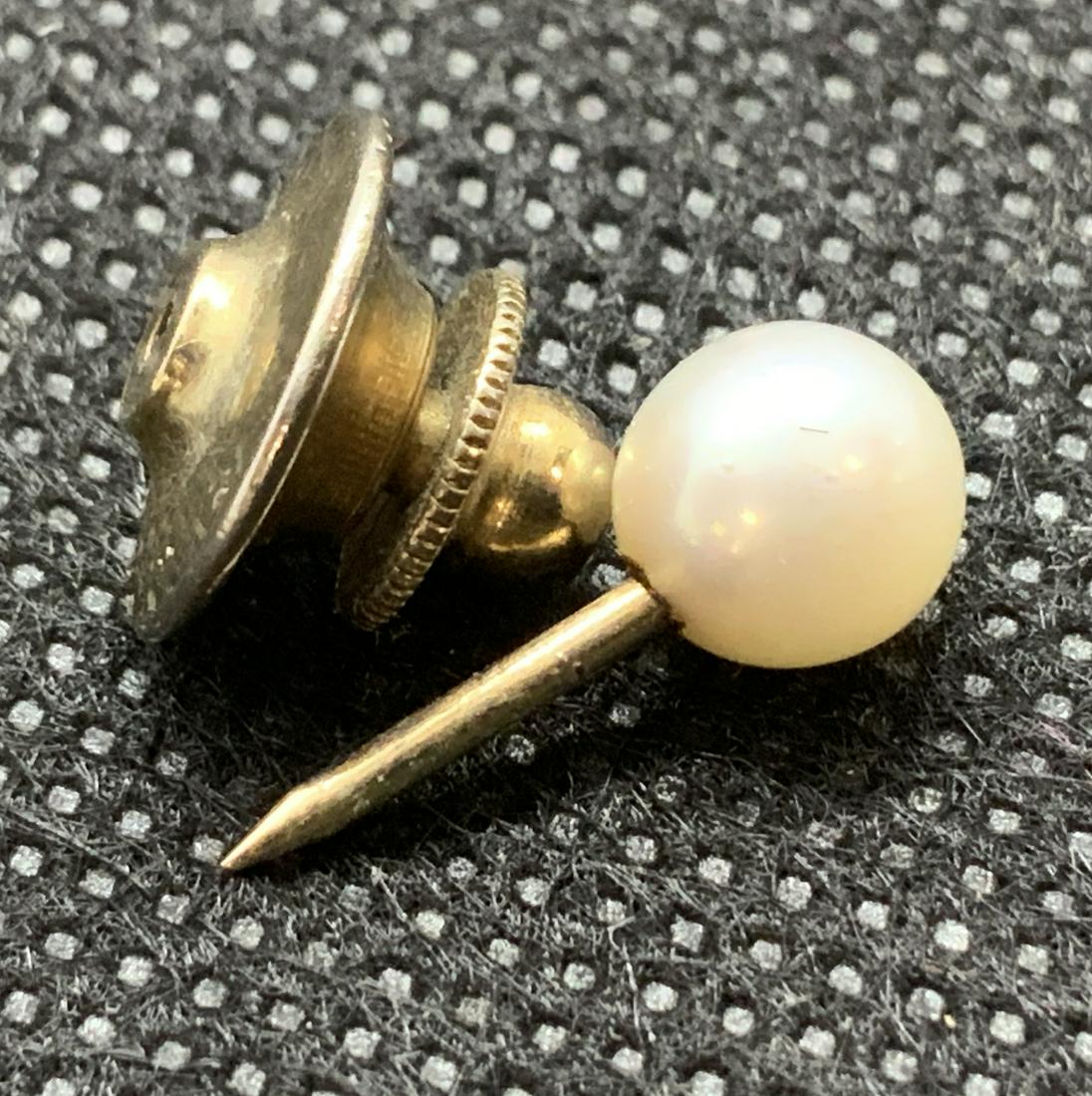 Antique Pearl Stud & Gold Lapel Pin with Back (1 of 7)