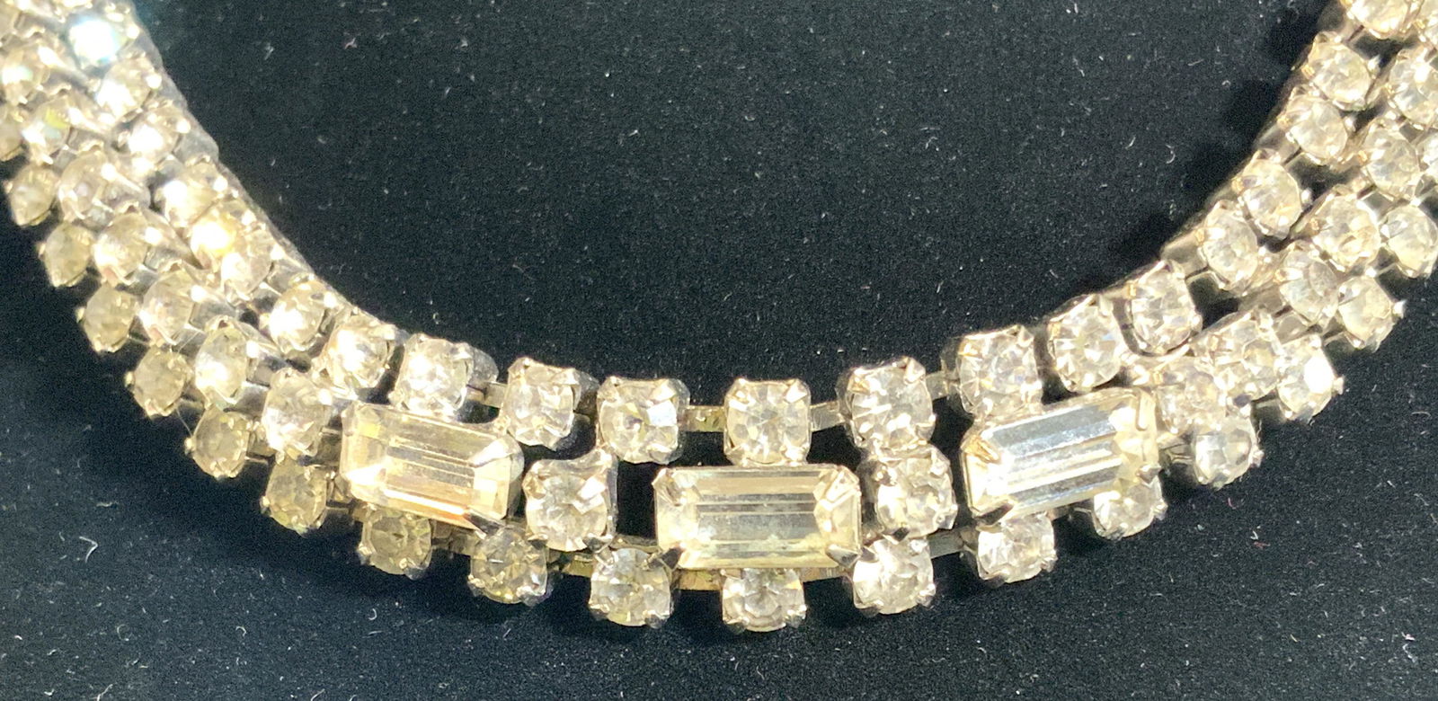 Triple Row Art Deco Choker Rhinestone Necklace (1 of 7)