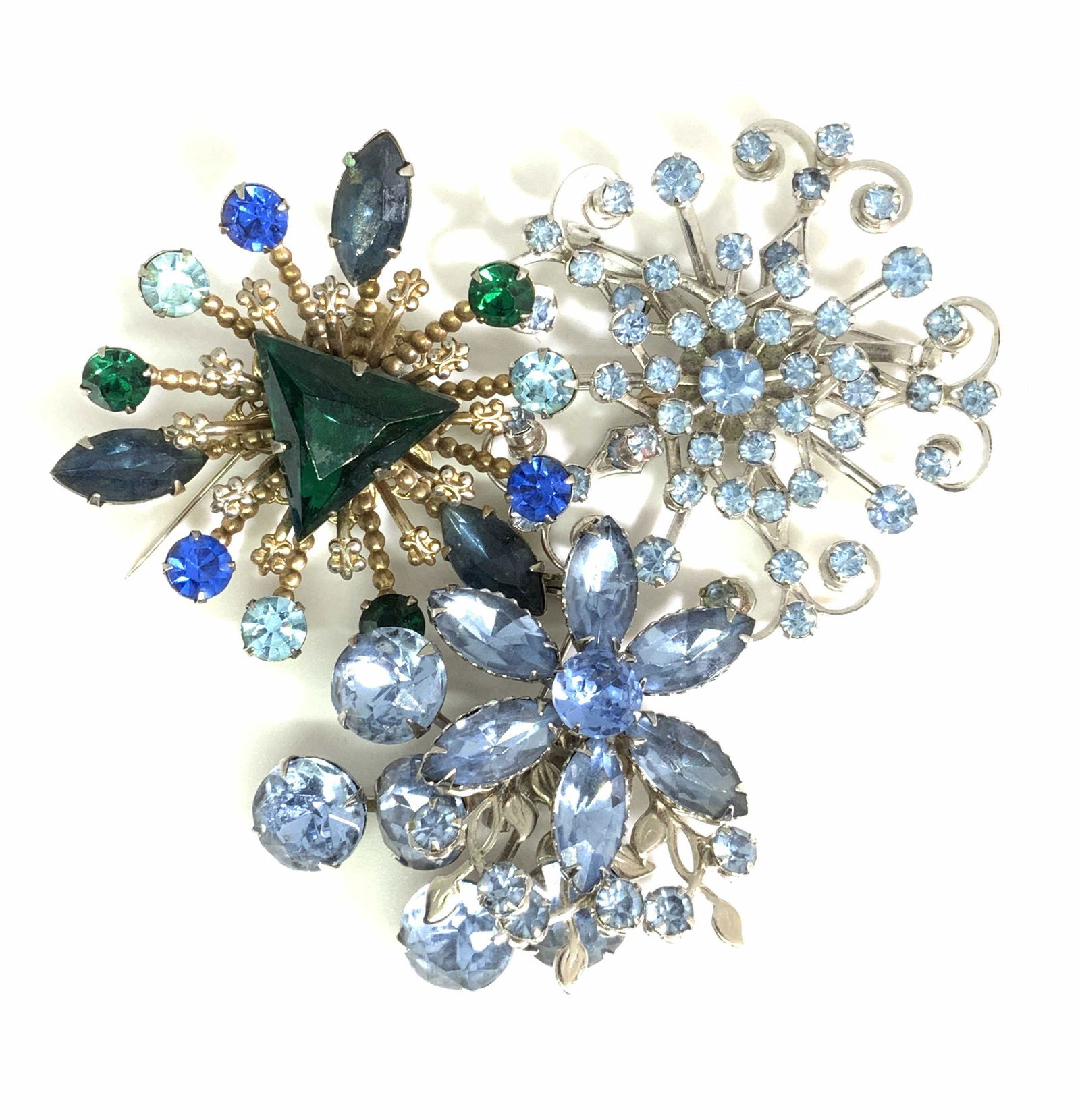 Lot3 Vintage Blue Rhinestone Fashion Brooches (1 of 8)
