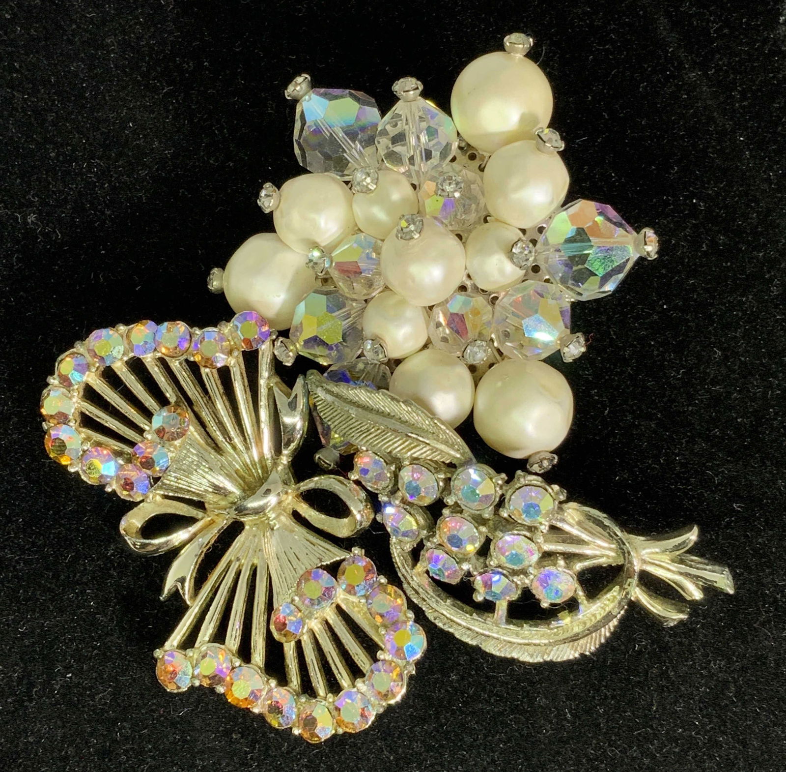 Lot3 Vintage AURORA BOREALIS RHINESTONE Brooches (1 of 8)