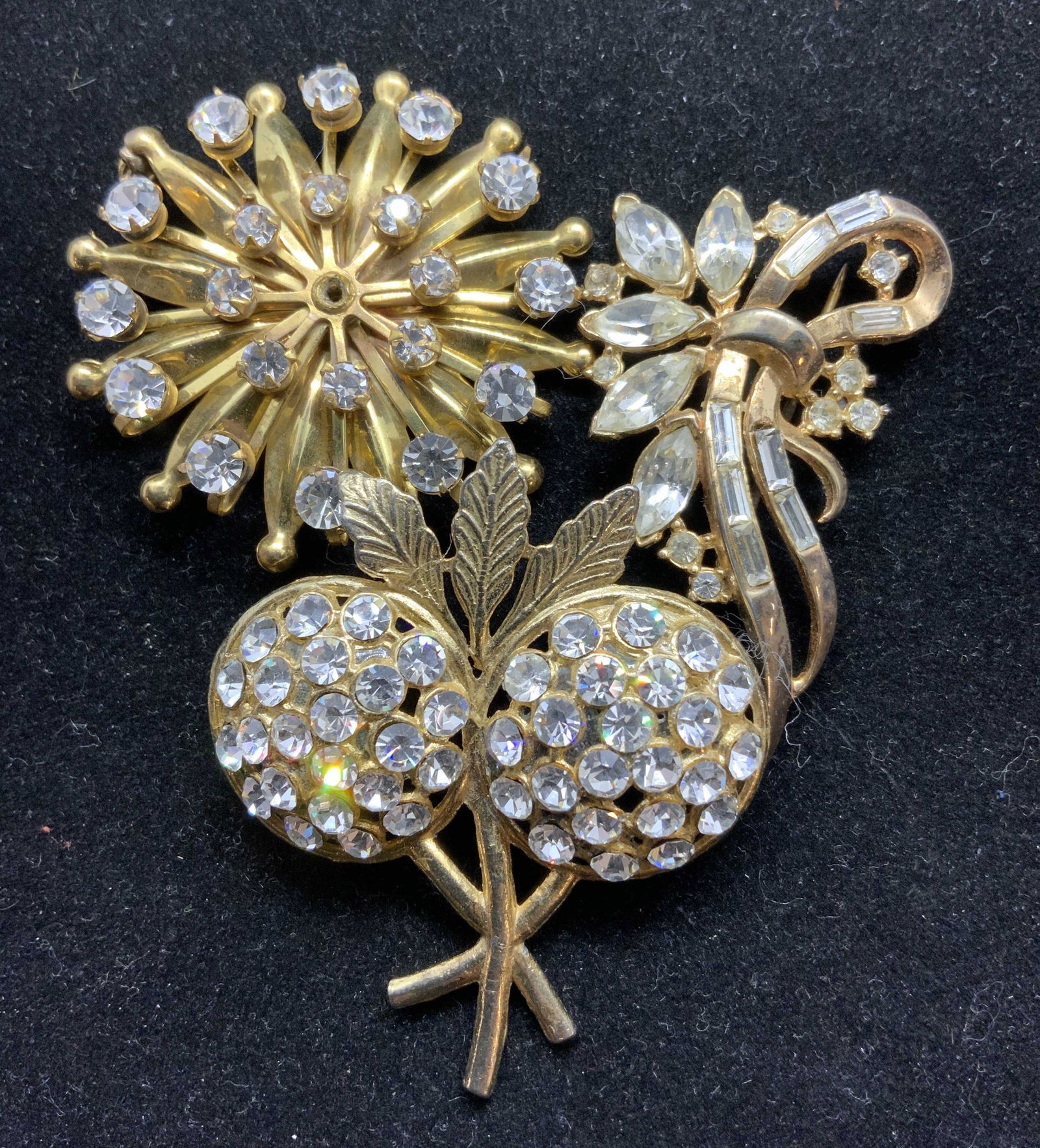 Lot 3 TRIFARI, MID CENTURY Rhinestone Brooches (1 of 7)