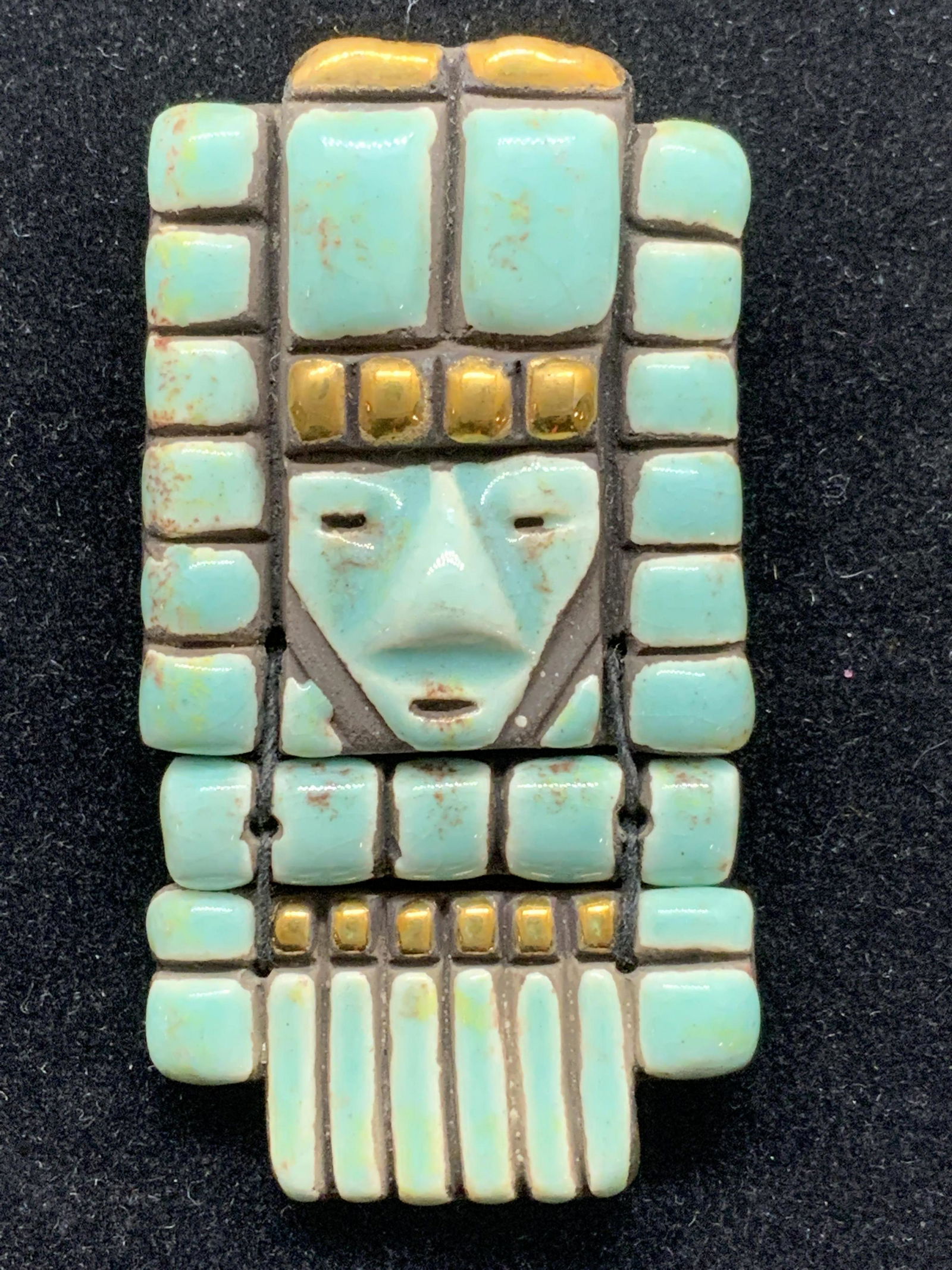 Artisan Ceramic Mosaic Portrait Brooch, Jewelry (1 of 7)