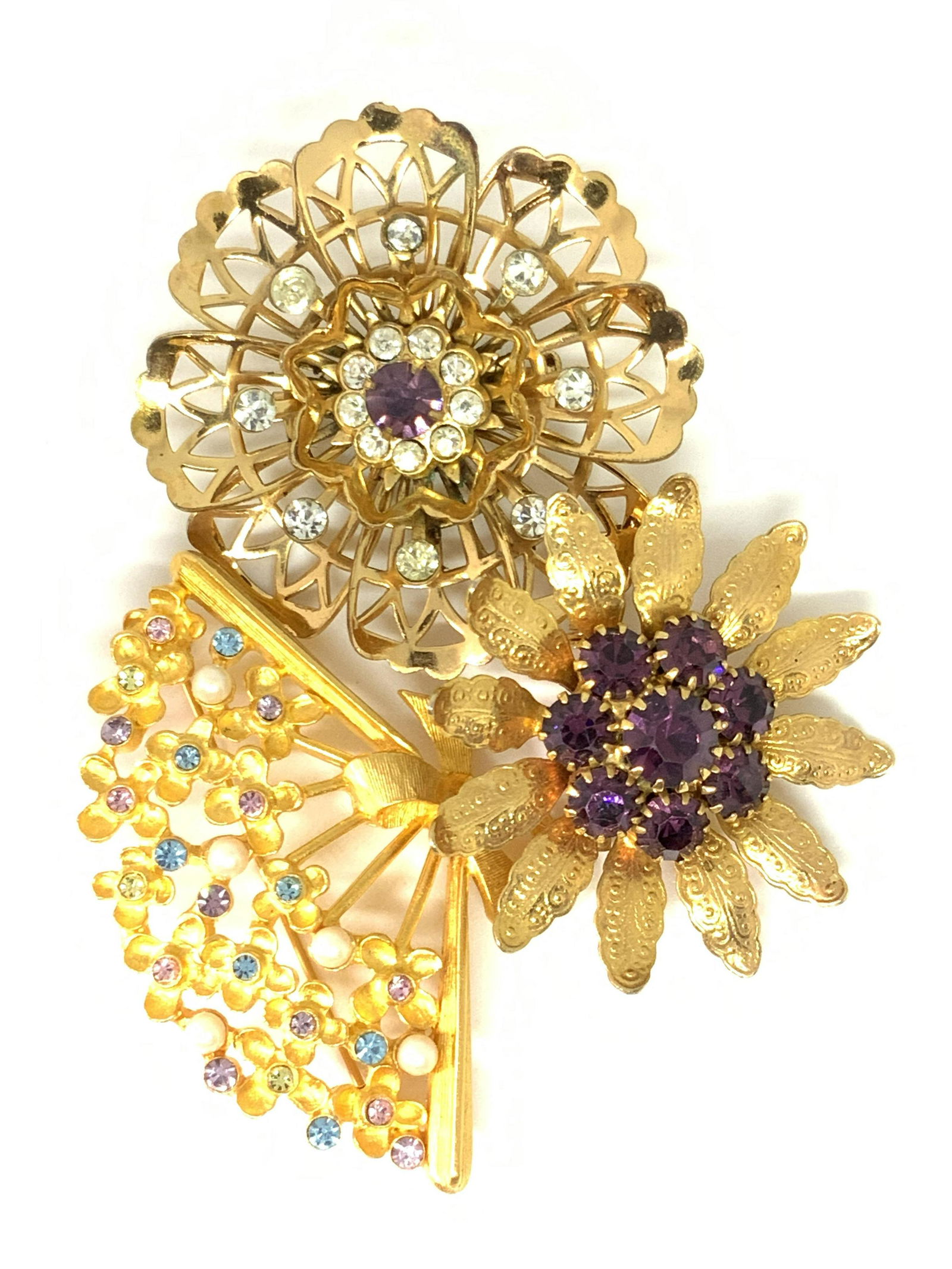 Lot3 Vintage Signed Floral Brooches, CORO and more (1 of 8)