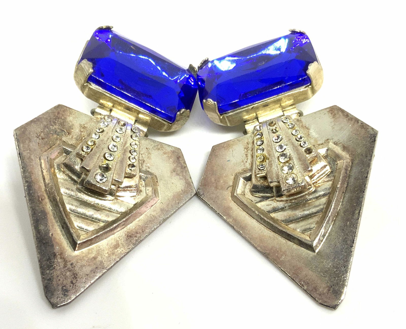Vintage Blue RHINESTONE Statement Drop Earrings (1 of 9)
