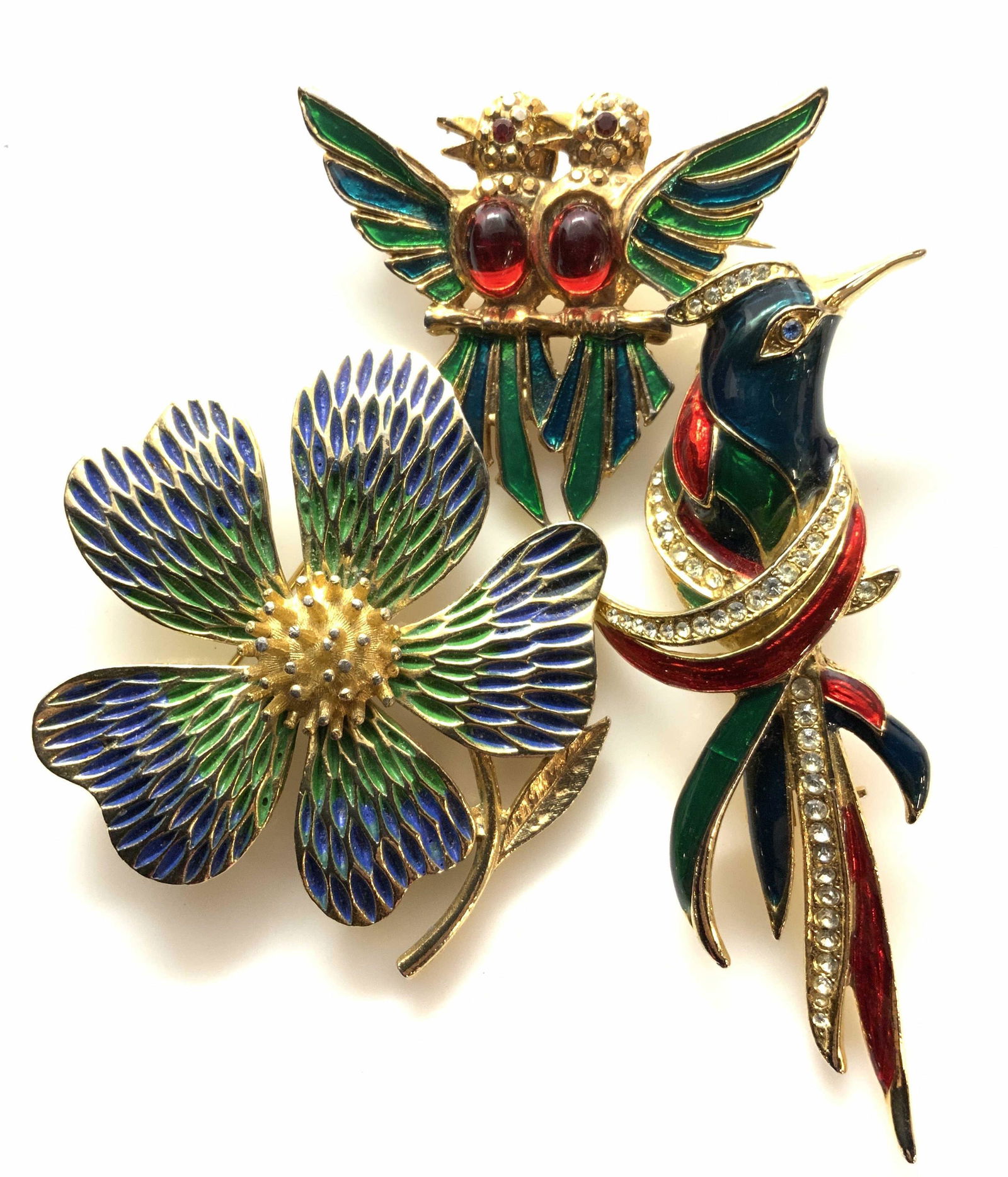 TROPICAL Bird Figural ENAMEL BROOCHES Jewelry (1 of 8)